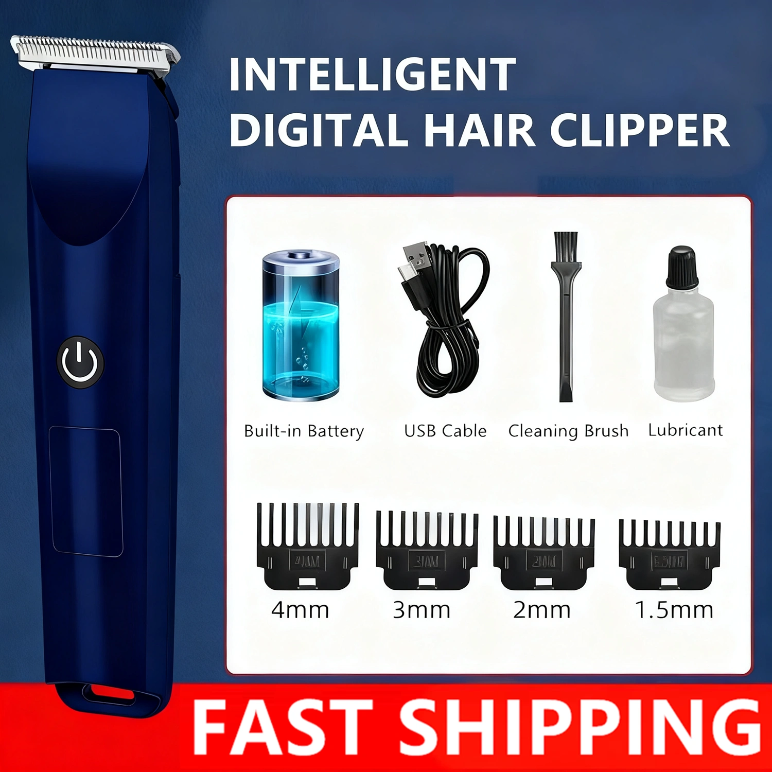 Pro Electric Hair Clippers & Beard Trimmer for Men, Rechargeable Barber Haircut Shaving Machine, Blue view 3