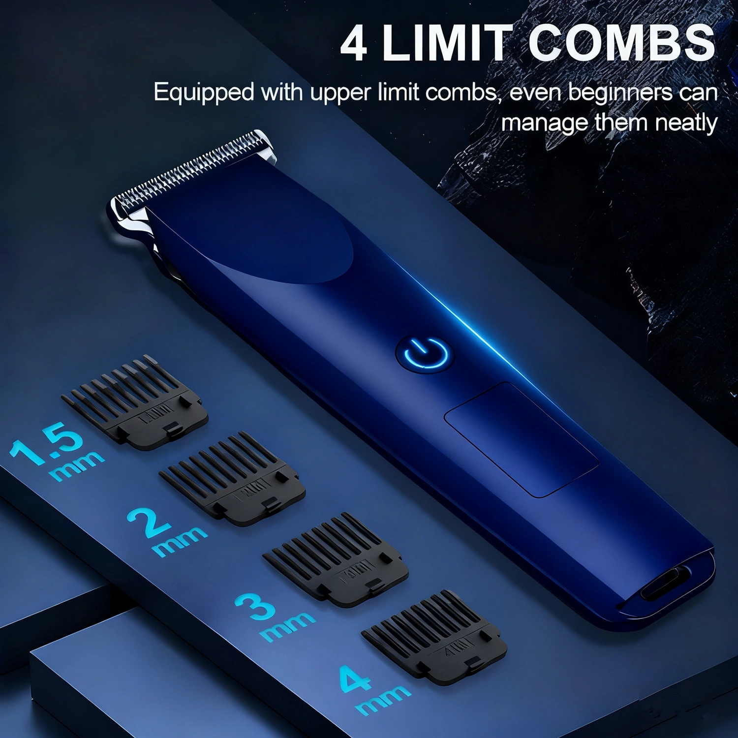 Pro Electric Hair Clippers & Beard Trimmer for Men, Rechargeable Barber Haircut Shaving Machine, Blue view 5