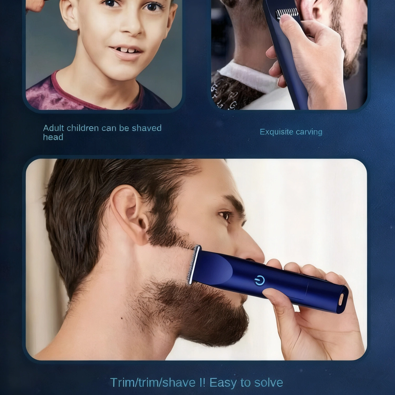 Pro Electric Hair Clippers & Beard Trimmer for Men, Rechargeable Barber Haircut Shaving Machine, Blue view 7