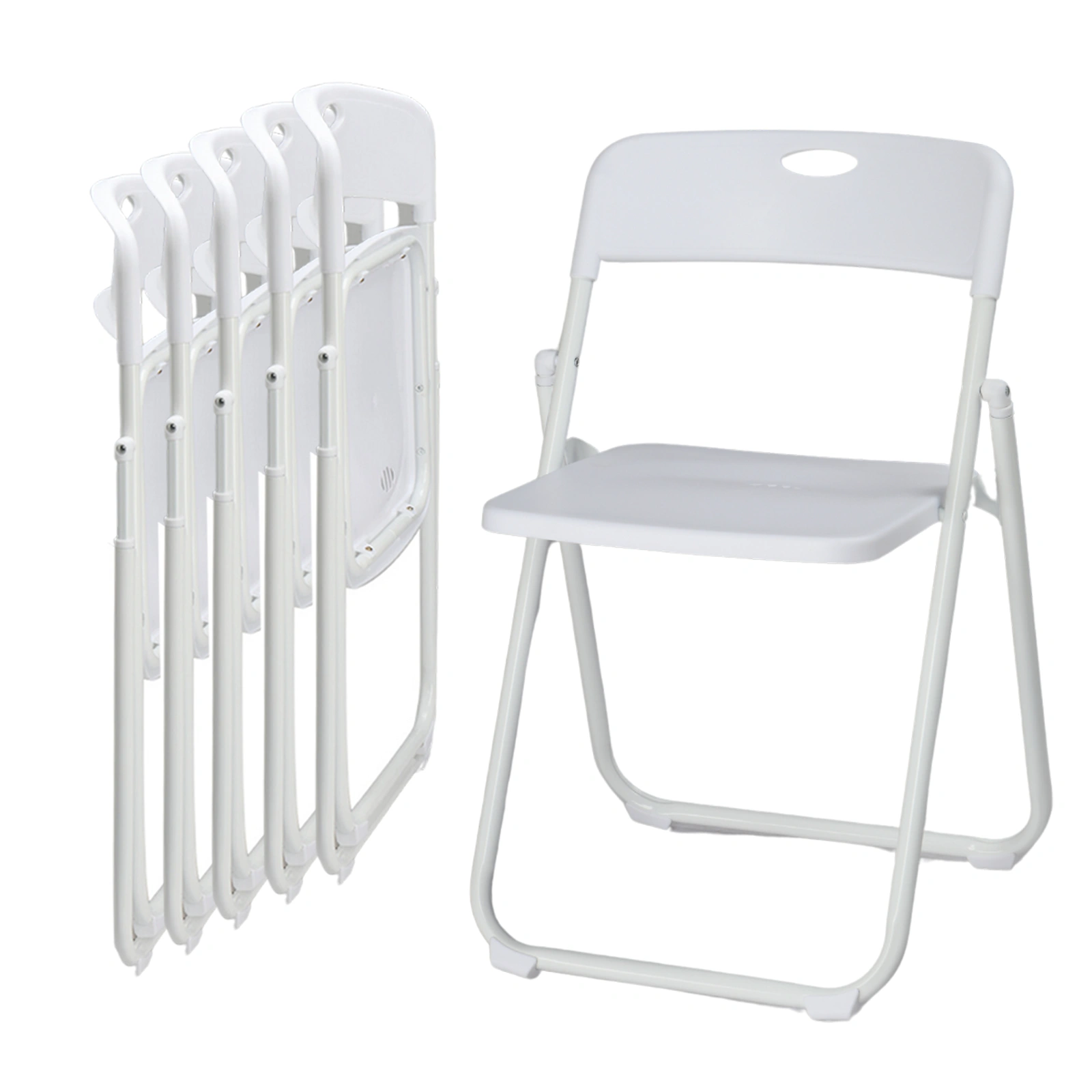 6 Pack White Plastic Folding Chairs, Stackable Commercial Event Chairs, Portable Indoor Outdoor Seats for Party Wedding Picnic School Home