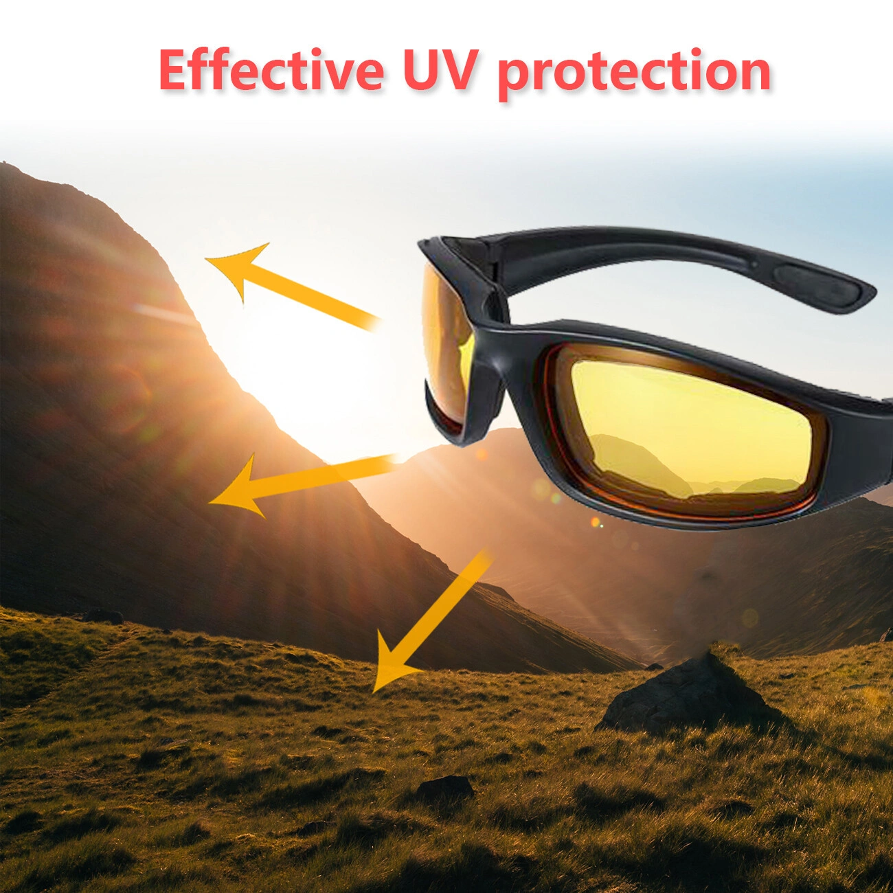 3 Pairs Motorcycle Riding Glasses, Wind Resistant Sport Goggles for Men Women, Gray/Clear/Yellow Lens Cycling Sunglasses view 9