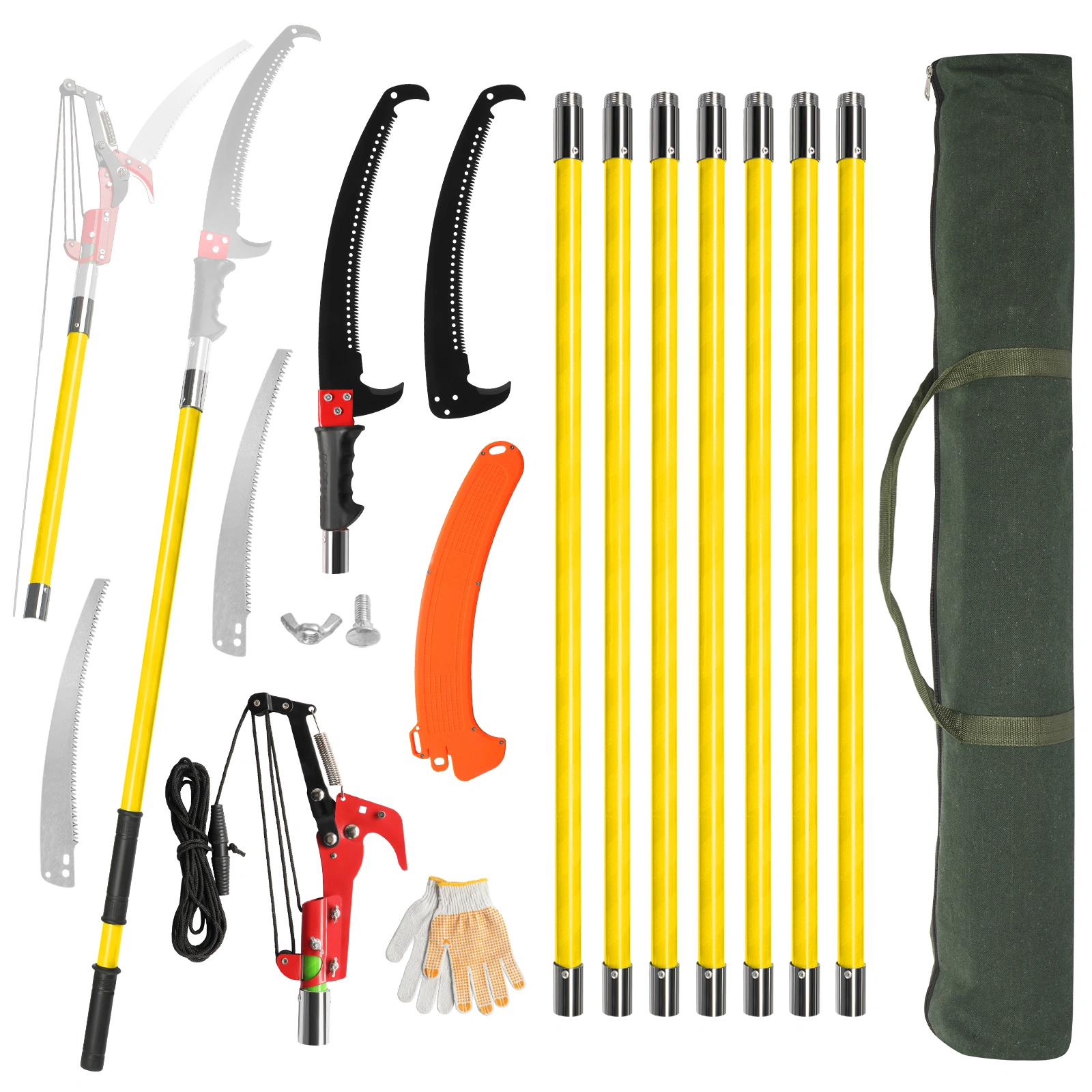 24ft Manual Pole Saw, Lightweight Tree Trimmer with Long Handle, Sharp Steel Blade & Scissors Pruner for Palm, Pear, Fir Trees & Shrubs view 2