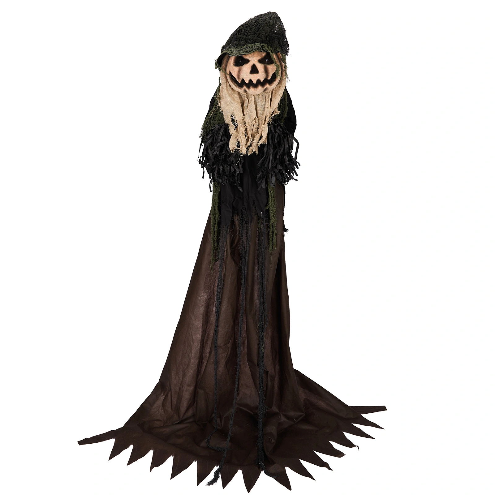 7ft Animatronic Halloween Wizard Outdoor Decor, Sound-Activated Pumpkin Face Prop