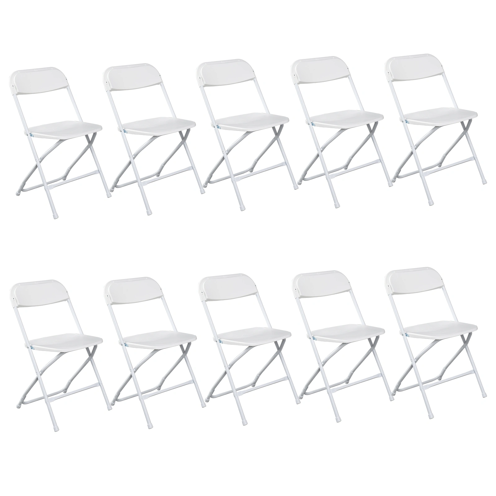 10pcs Classic Plastic Folding Garden Chair, White Injection Molding Patio Chair, Outdoor Event Seating, Stackable Design