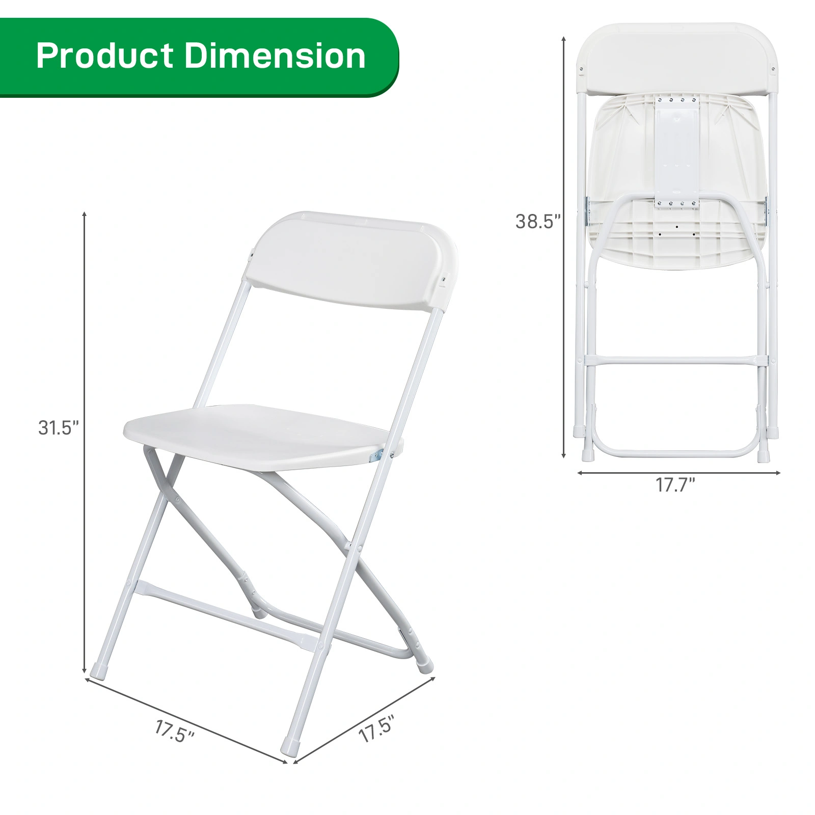 10pcs Classic Plastic Folding Garden Chair, White Injection Molding Patio Chair, Outdoor Event Seating, Stackable Design view 10