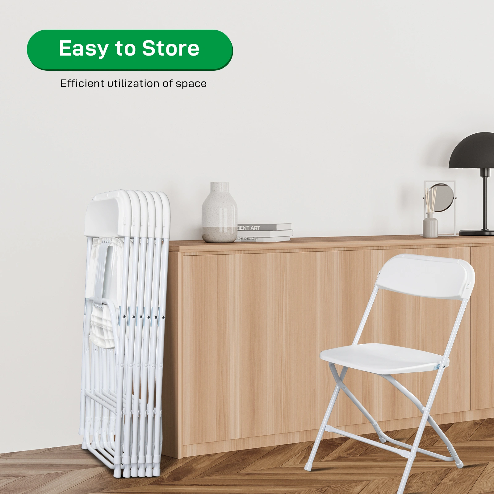 10pcs Classic Plastic Folding Garden Chair, White Injection Molding Patio Chair, Outdoor Event Seating, Stackable Design view 15