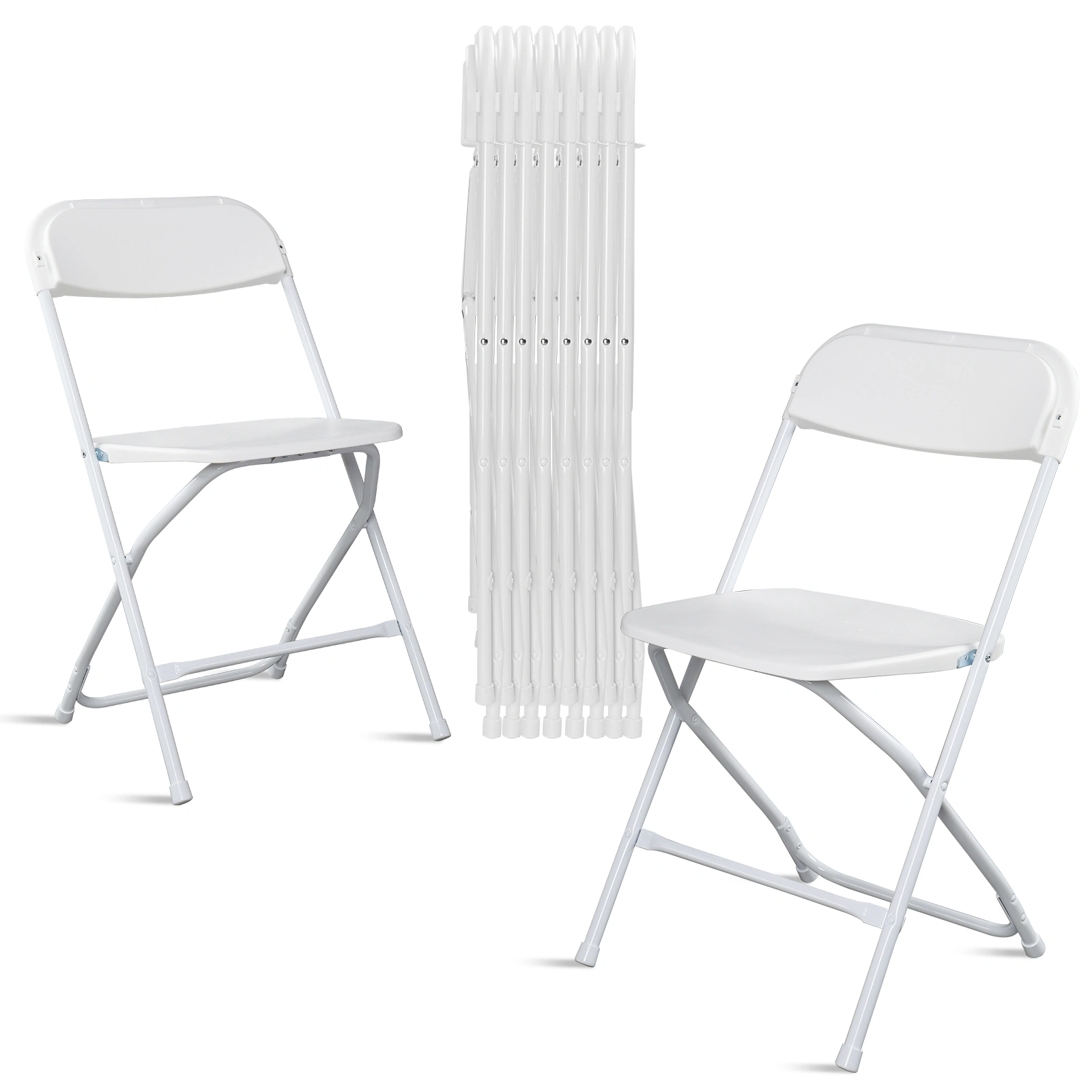 10pcs Classic Plastic Folding Garden Chair, White Injection Molding Patio Chair, Outdoor Event Seating, Stackable Design view 16