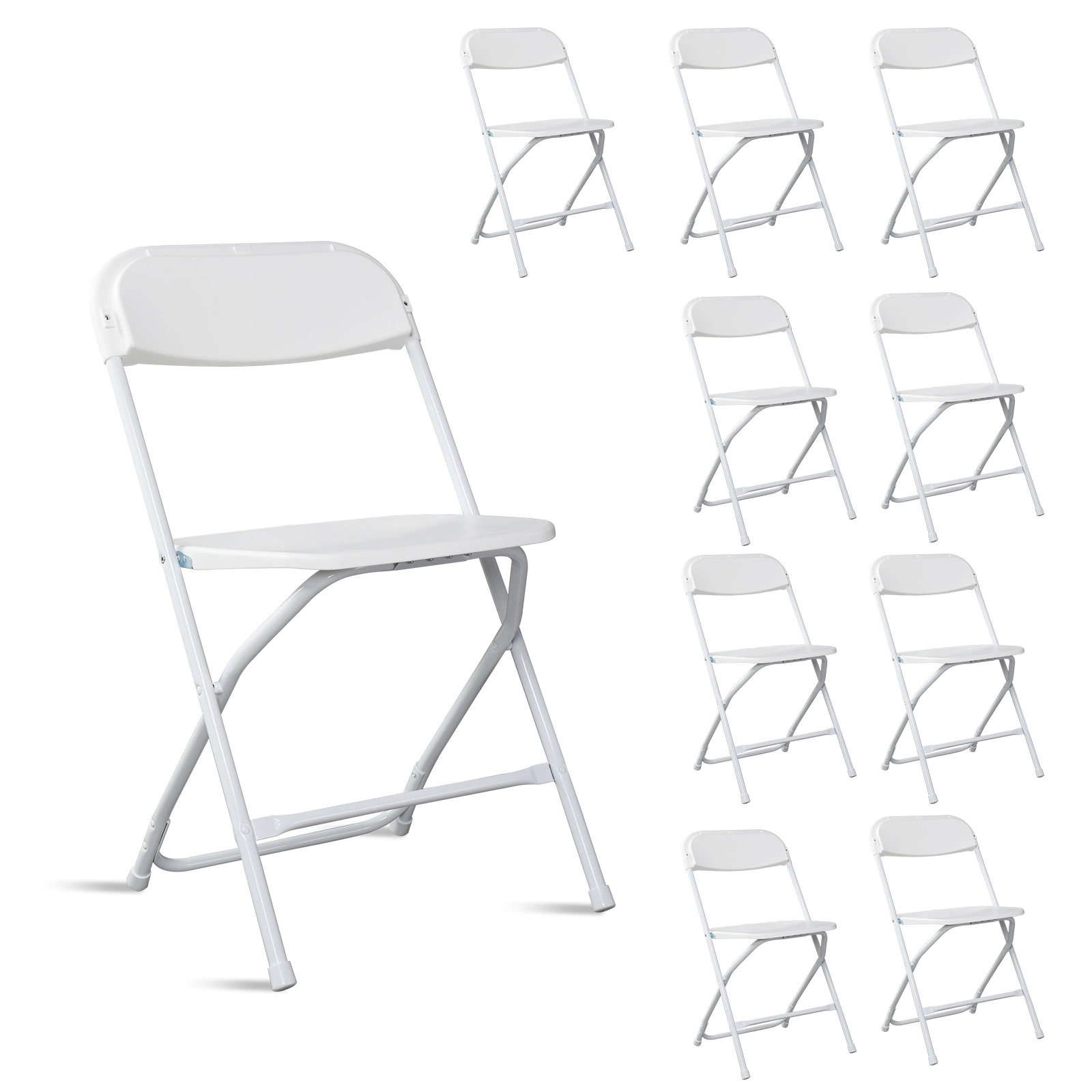 10pcs Classic Plastic Folding Garden Chair, White Injection Molding Patio Chair, Outdoor Event Seating, Stackable Design view 17