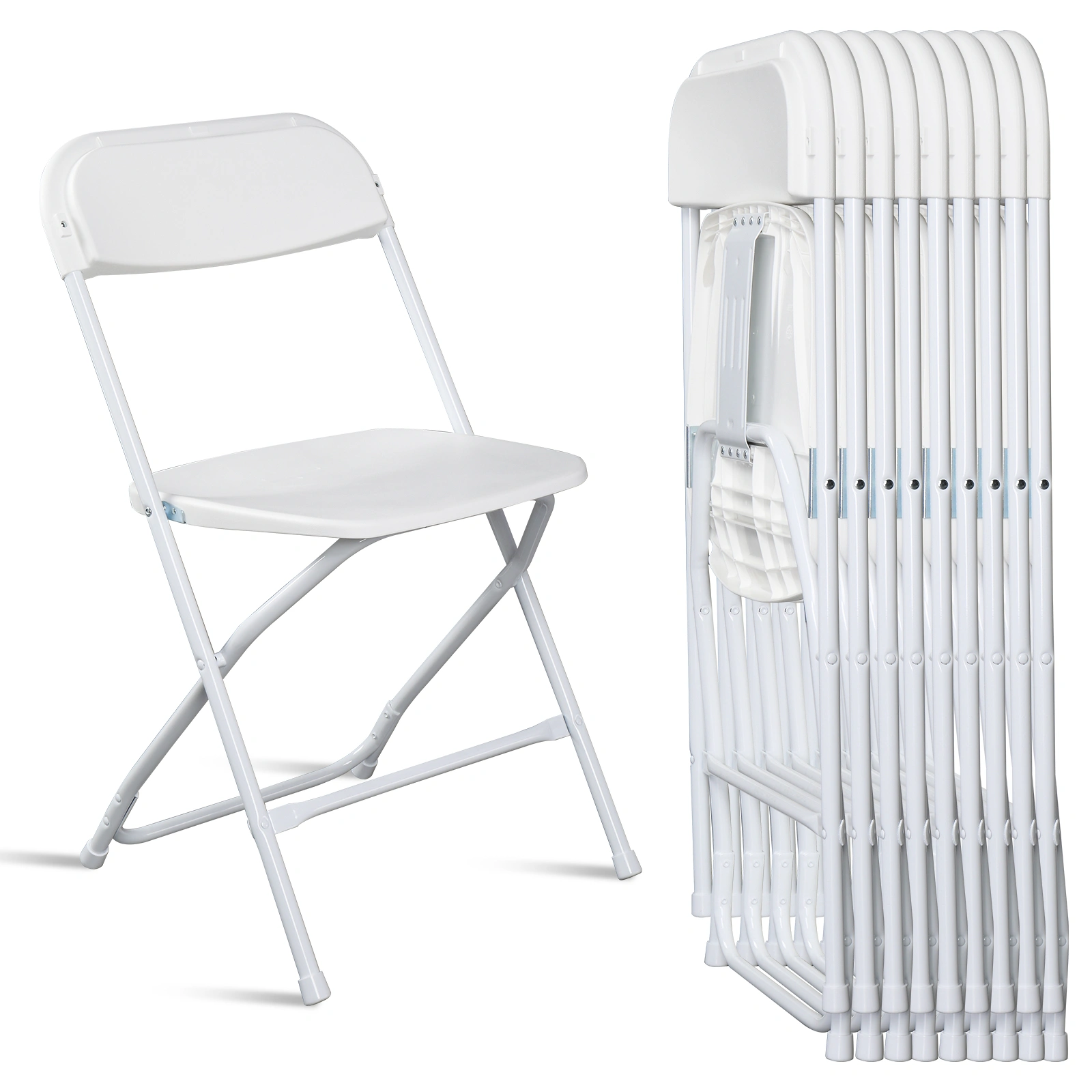 10pcs Classic Plastic Folding Garden Chair, White Injection Molding Patio Chair, Outdoor Event Seating, Stackable Design view 18