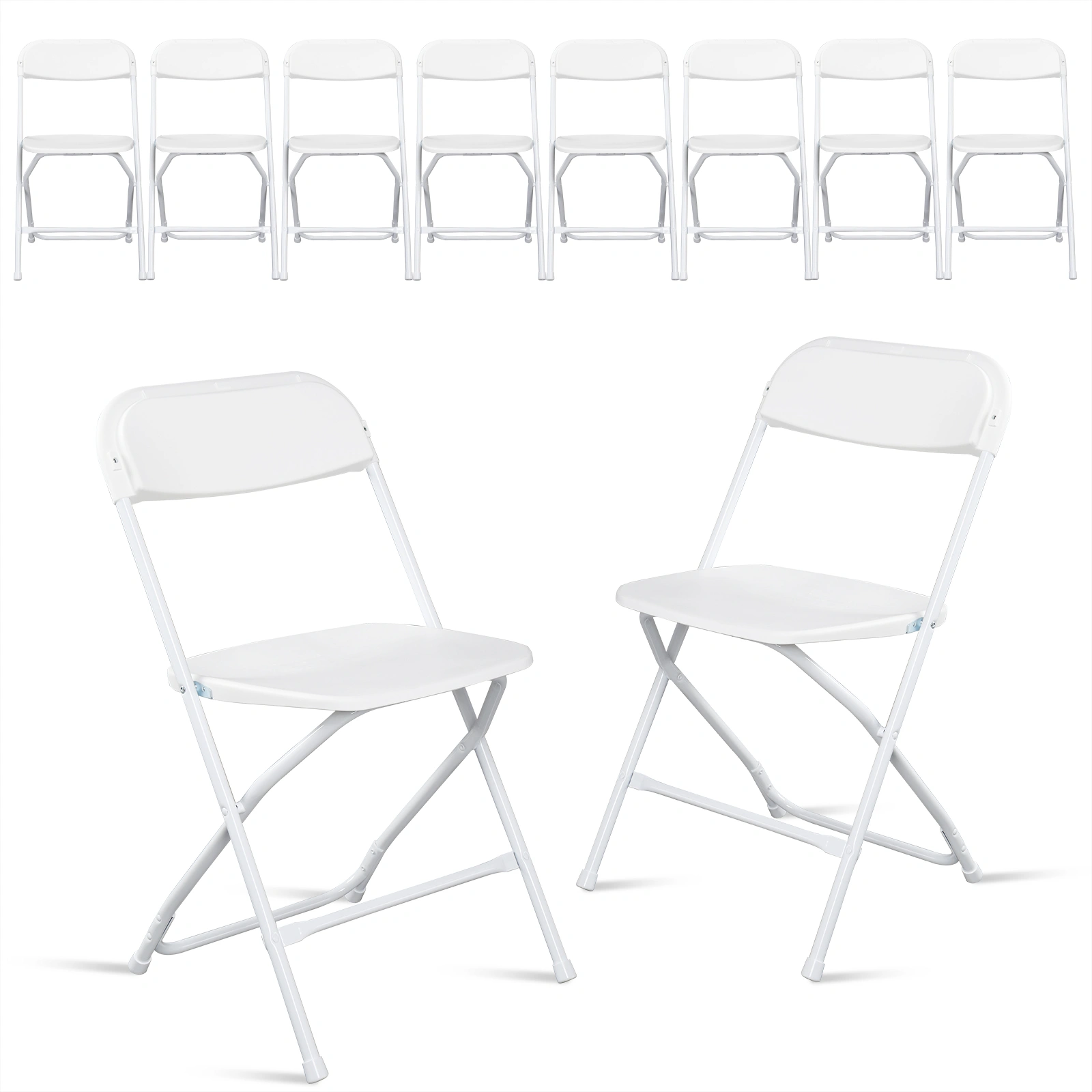 10pcs Classic Plastic Folding Garden Chair, White Injection Molding Patio Chair, Outdoor Event Seating, Stackable Design view 19