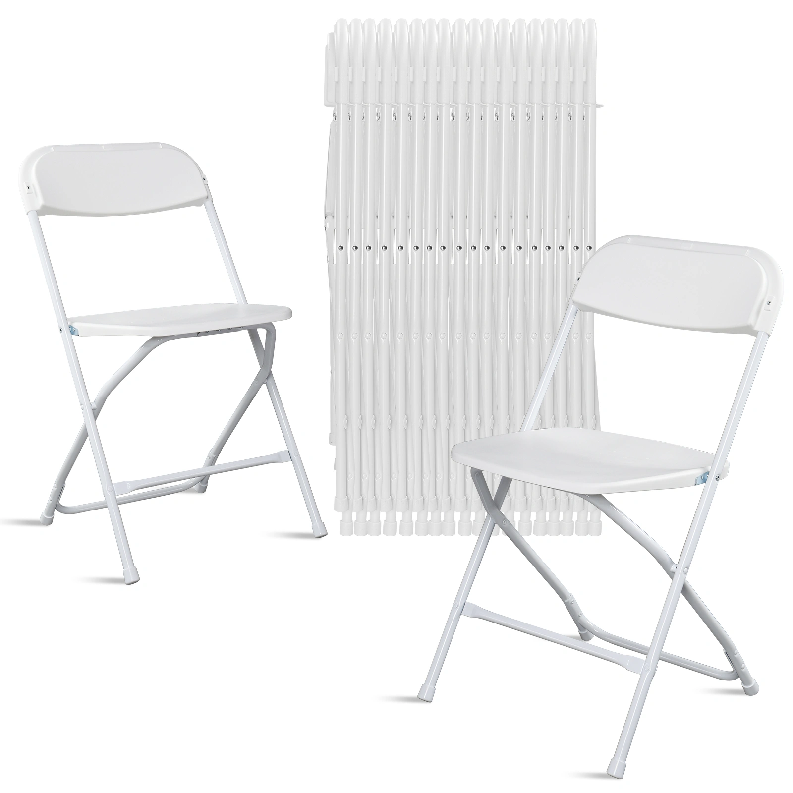 10pcs Classic Plastic Folding Garden Chair, White Injection Molding Patio Chair, Outdoor Event Seating, Stackable Design view 21