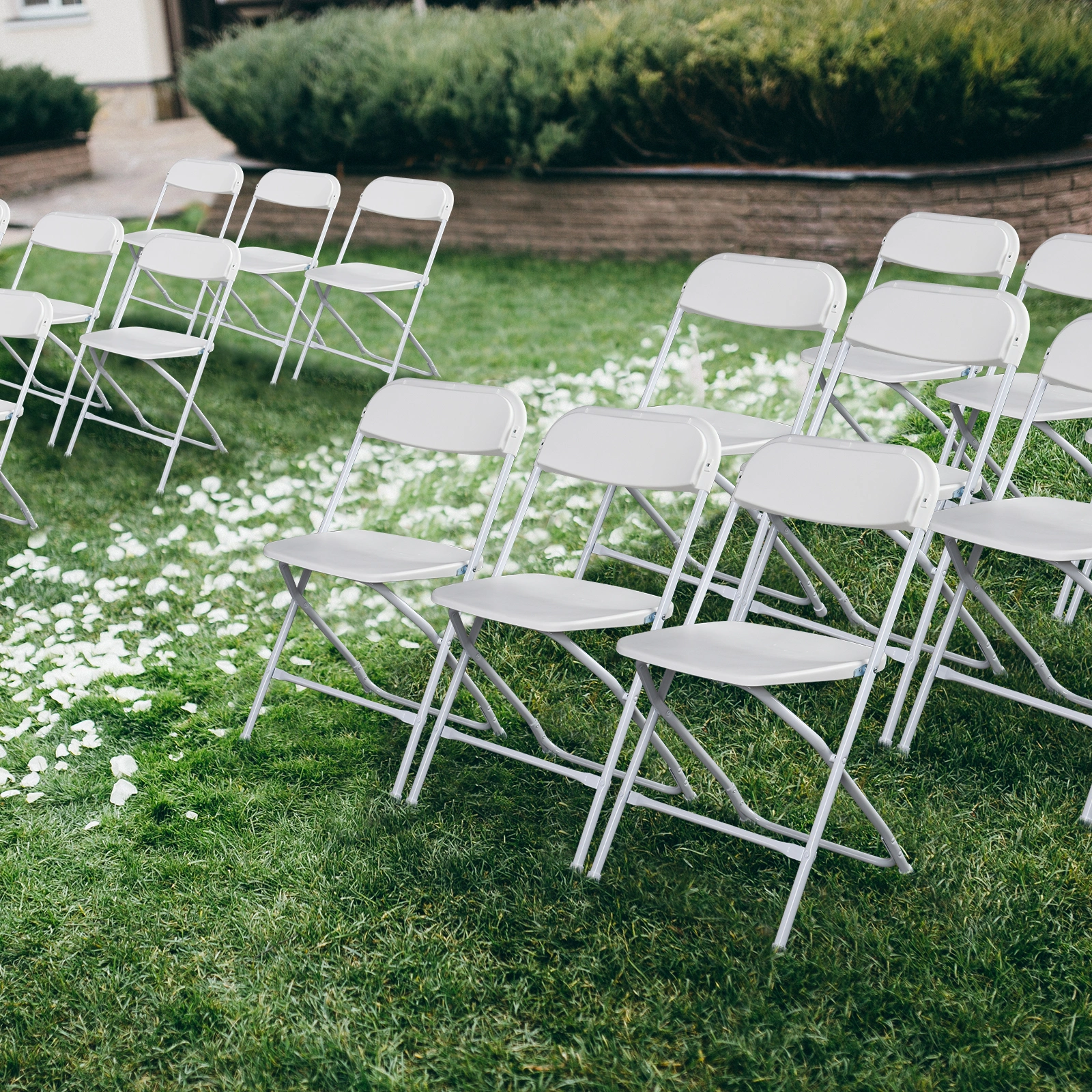 10pcs Classic Plastic Folding Garden Chair, White Injection Molding Patio Chair, Outdoor Event Seating, Stackable Design view 25