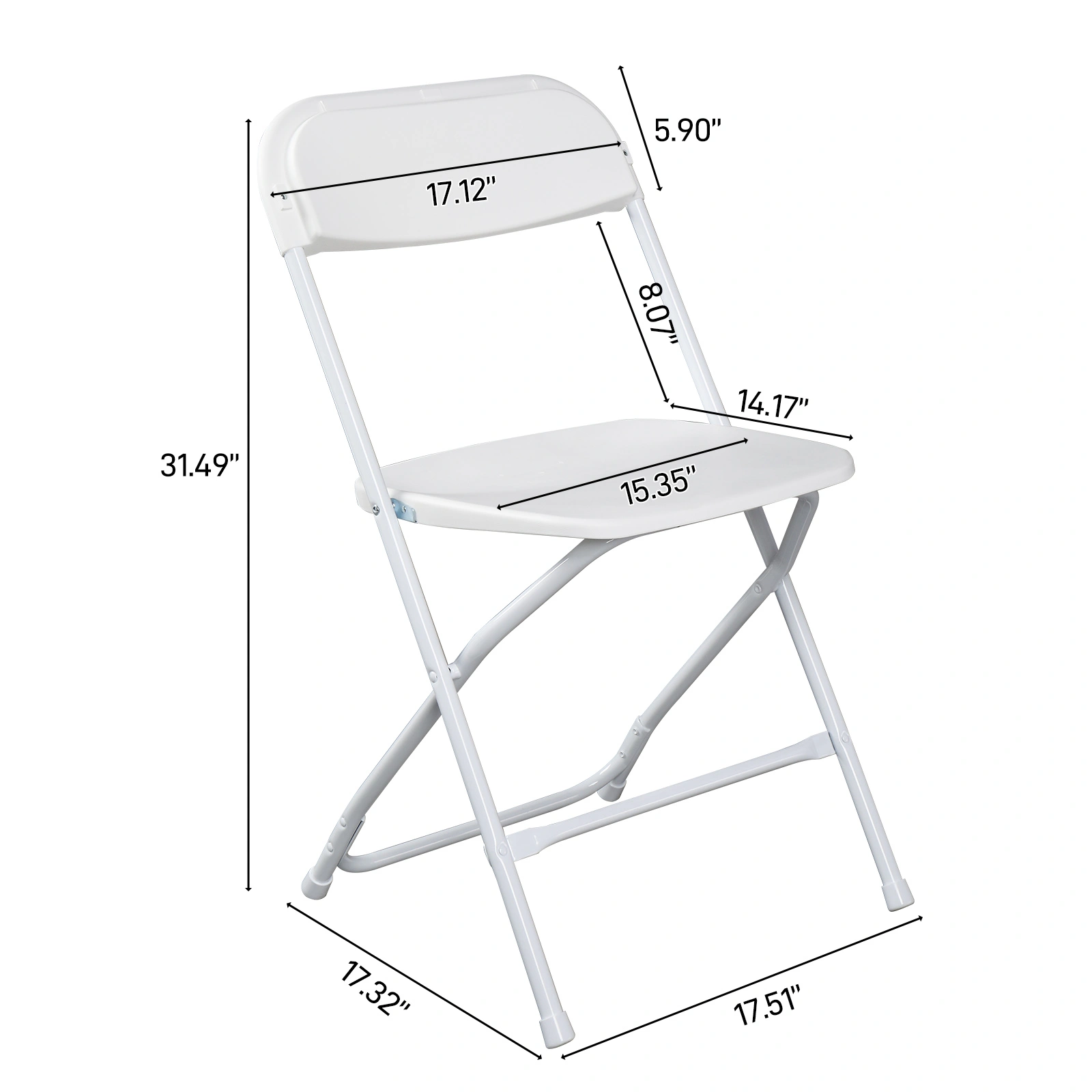10pcs Classic Plastic Folding Garden Chair, White Injection Molding Patio Chair, Outdoor Event Seating, Stackable Design view 27