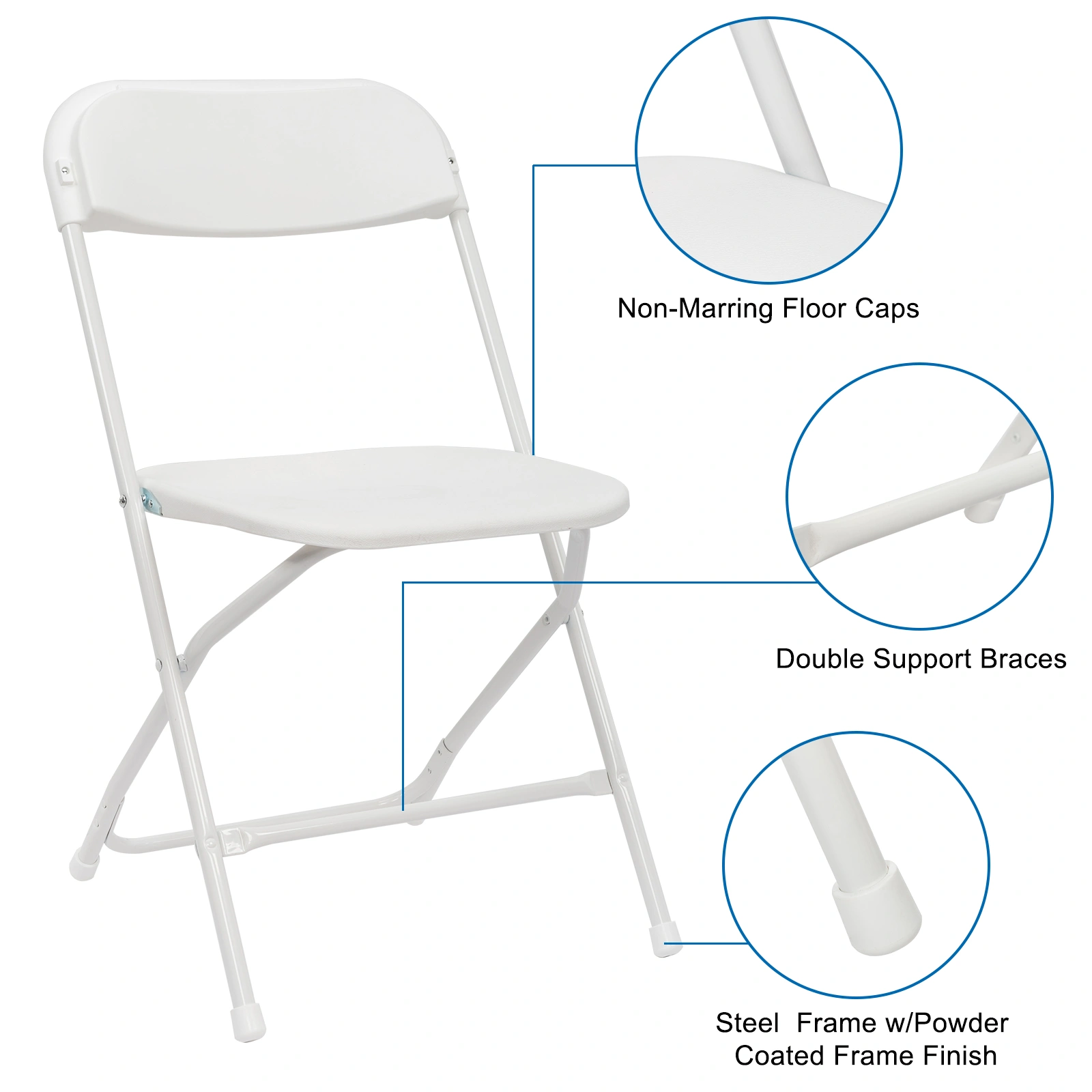 10pcs Classic Plastic Folding Garden Chair, White Injection Molding Patio Chair, Outdoor Event Seating, Stackable Design view 31