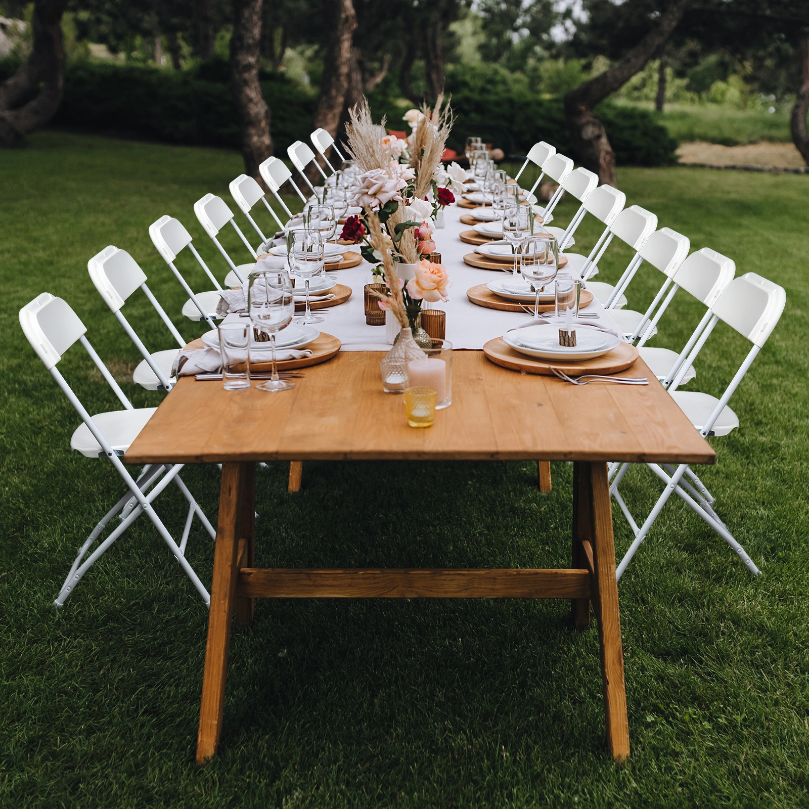 10pcs Classic Plastic Folding Garden Chair, White Injection Molding Patio Chair, Outdoor Event Seating, Stackable Design view 7