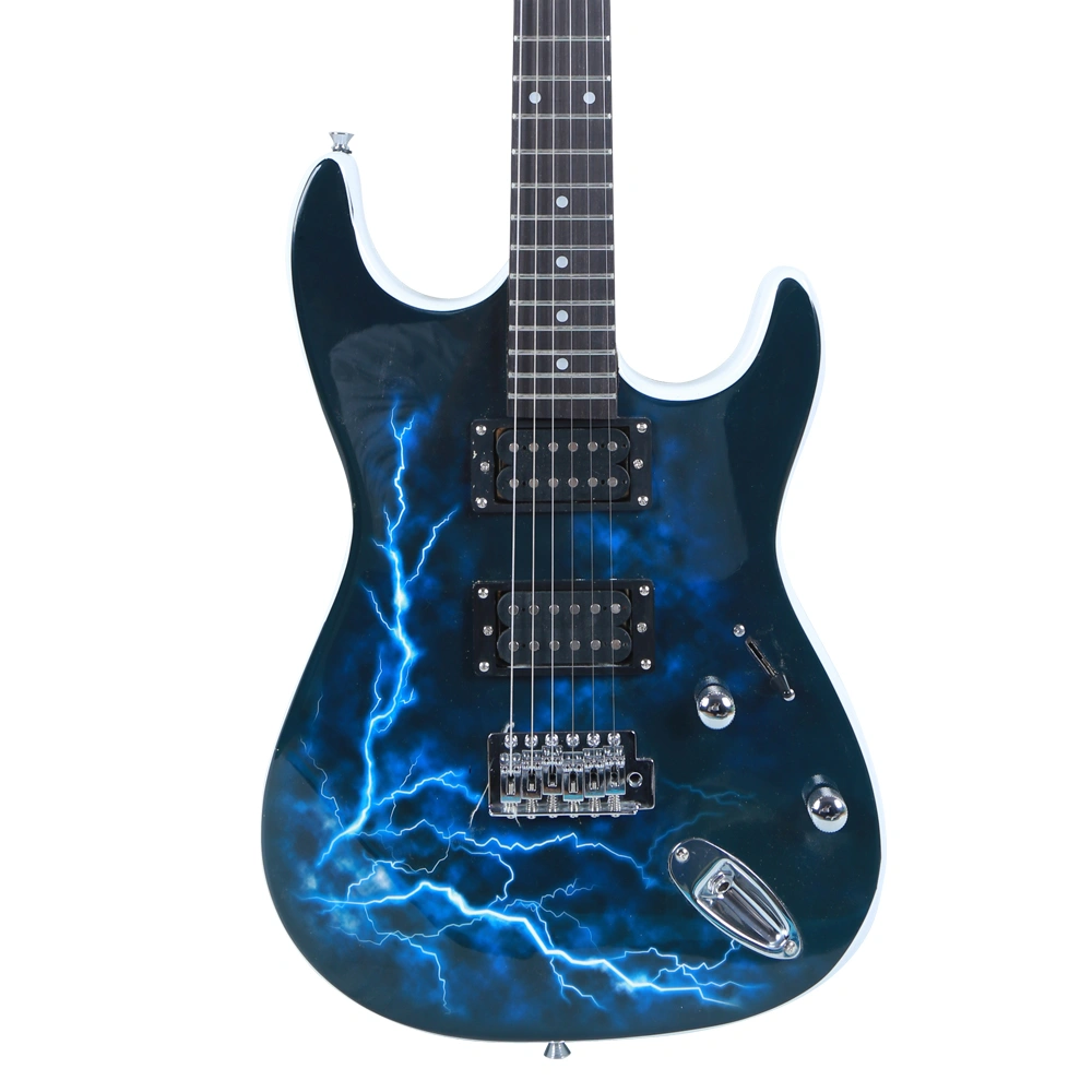 Lightning Style Electric Guitar with Power Cord/Strap/Bag/Plectrums Black & White view 10