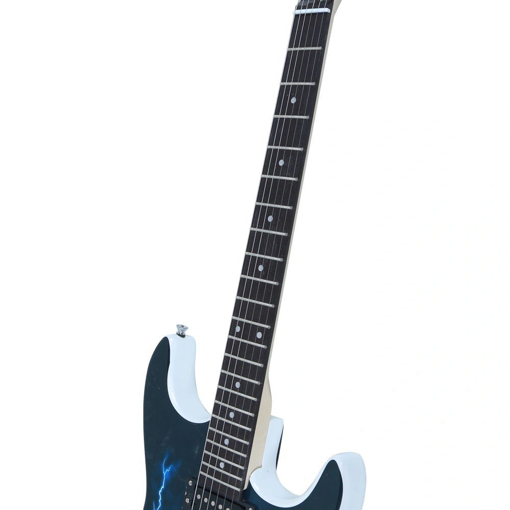 Lightning Style Electric Guitar with Power Cord/Strap/Bag/Plectrums Black & White view 11