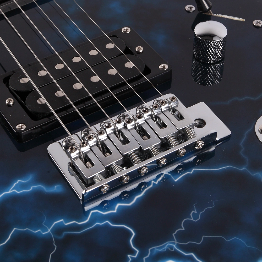 Lightning Style Electric Guitar with Power Cord/Strap/Bag/Plectrums Black & White view 13