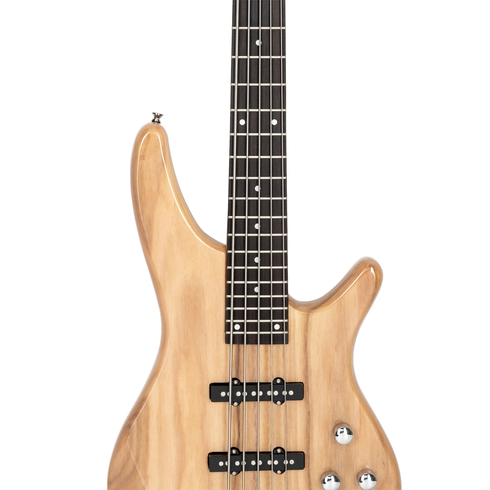 GIB 5 String Electric Bass Guitar Full Size Burlywood w/ Bag Strap Picks Tools view 10