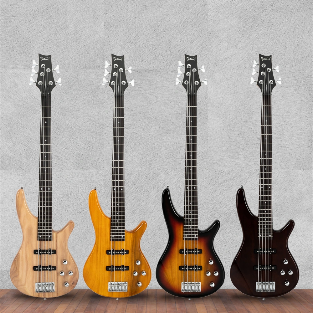 GIB 5 String Electric Bass Guitar Full Size Burlywood w/ Bag Strap Picks Tools view 13