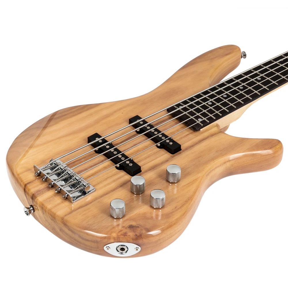 GIB 5 String Electric Bass Guitar Full Size Burlywood w/ Bag Strap Picks Tools view 17