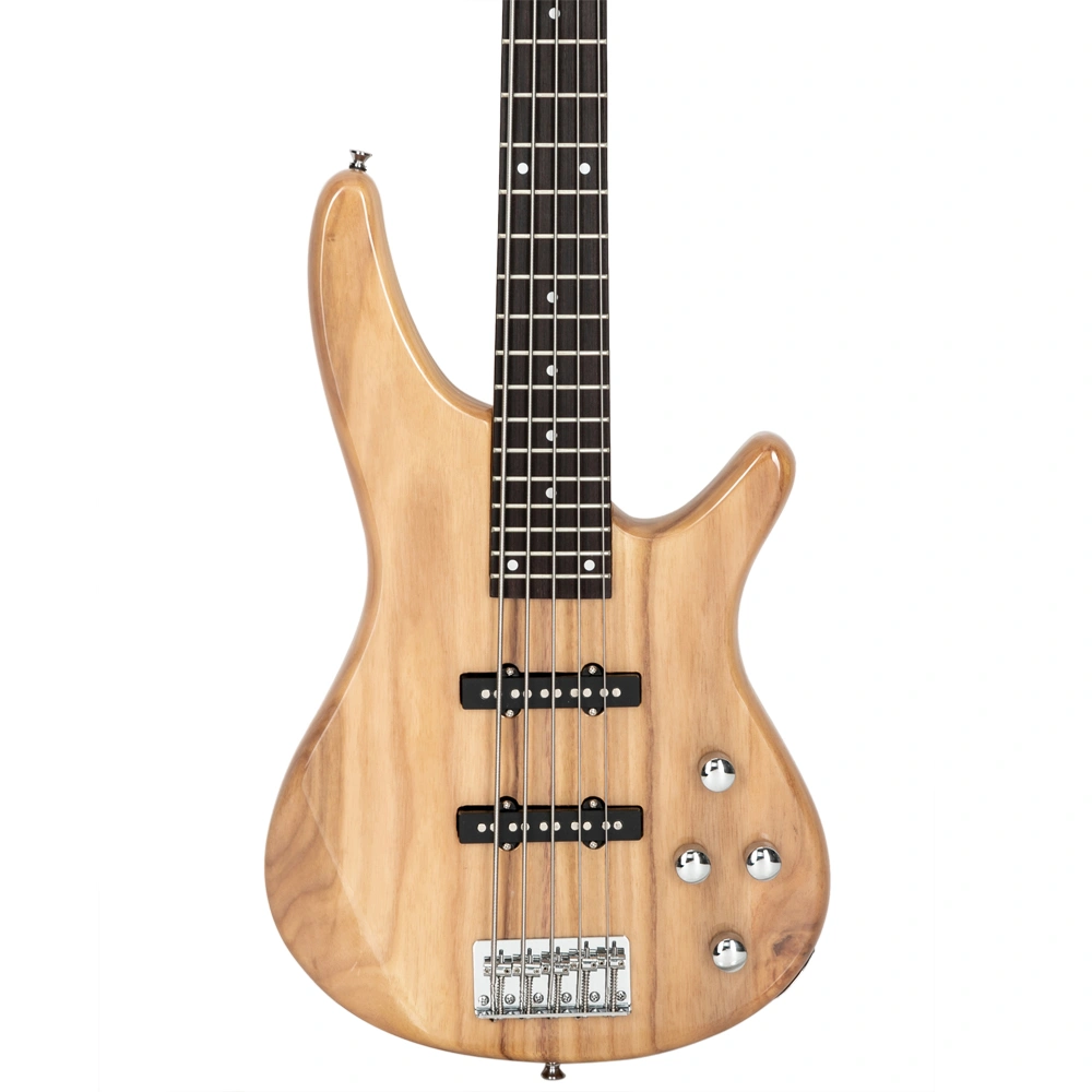 GIB 5 String Electric Bass Guitar Full Size Burlywood w/ Bag Strap Picks Tools view 18