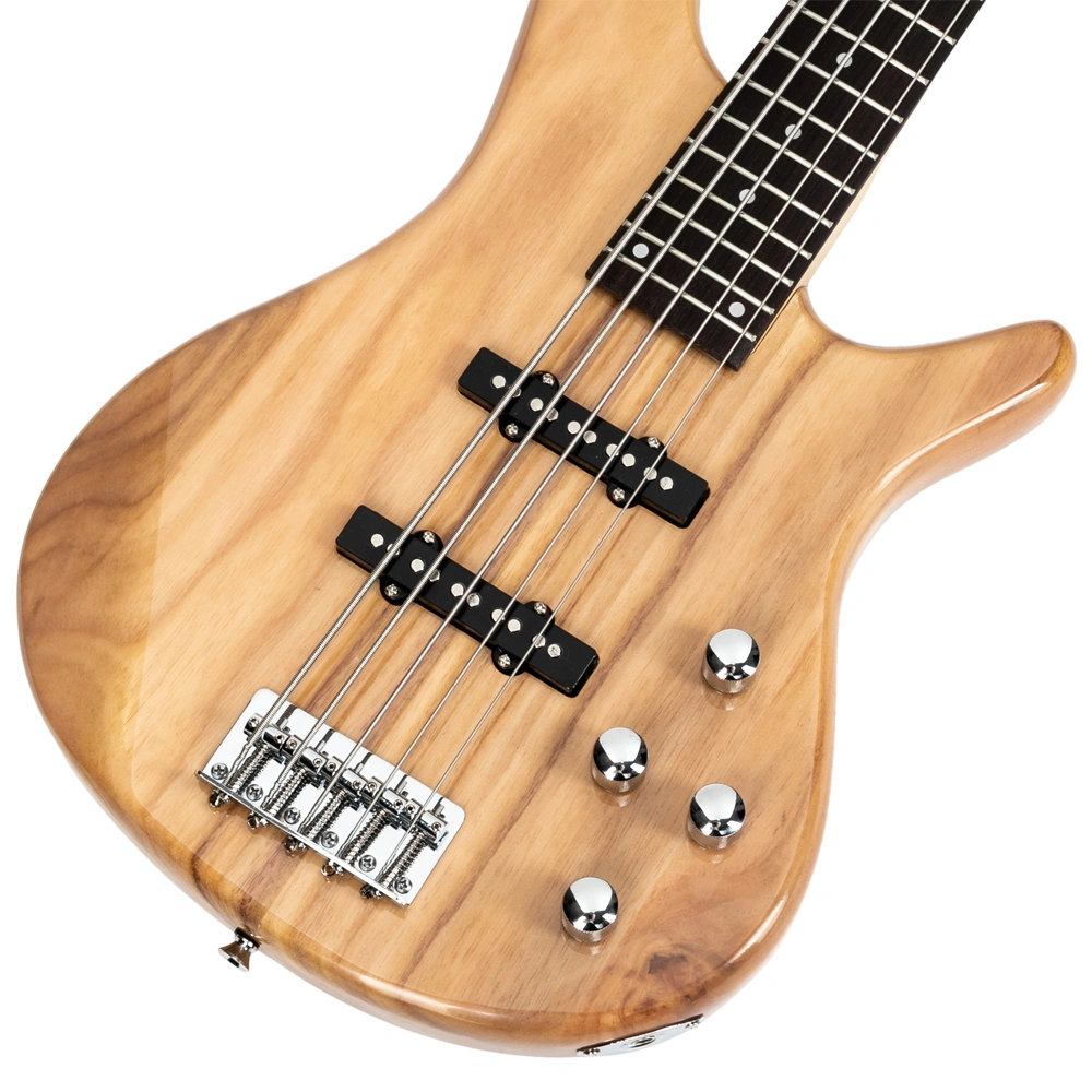 GIB 5 String Electric Bass Guitar Full Size Burlywood w/ Bag Strap Picks Tools view 19