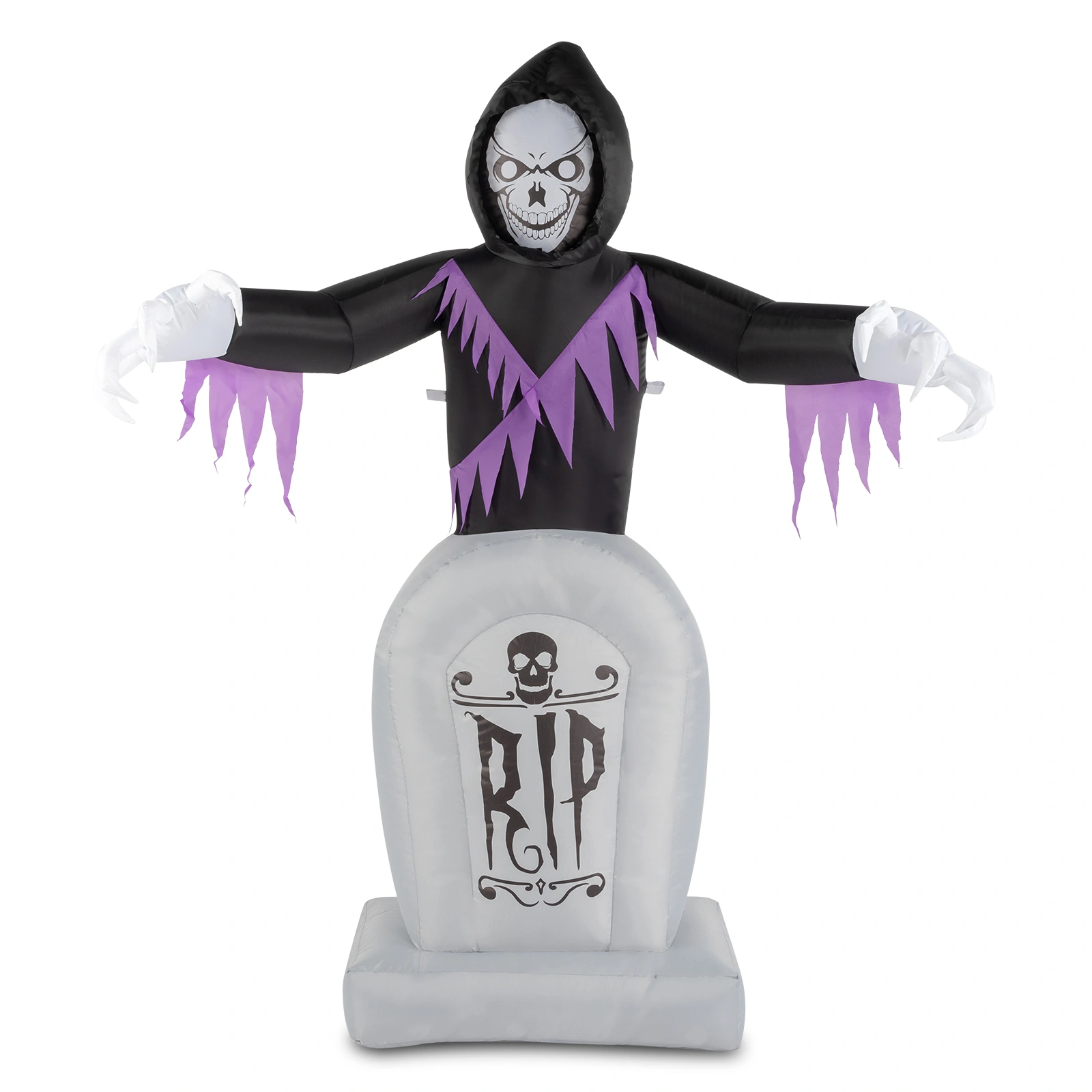 8ft LED Inflatable Halloween Decoration, Grim Reaper & Graveyard Scene with Lights, Outdoor Yard Garden Props, 3 Piece Set