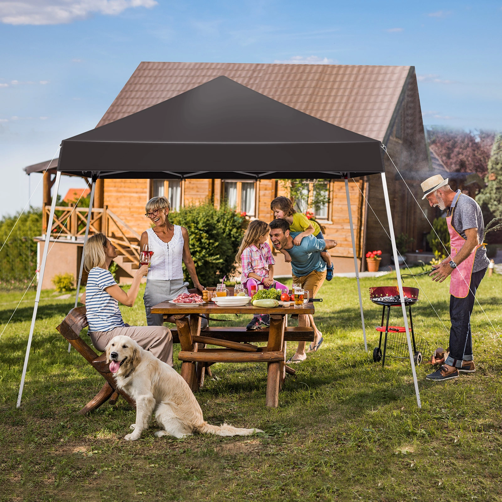 8x8ft Outdoor Canopy Pop-Up Tent, Portable Gazebo Shelter with Waterproof Roof for Backyard Patio Events Party view 12