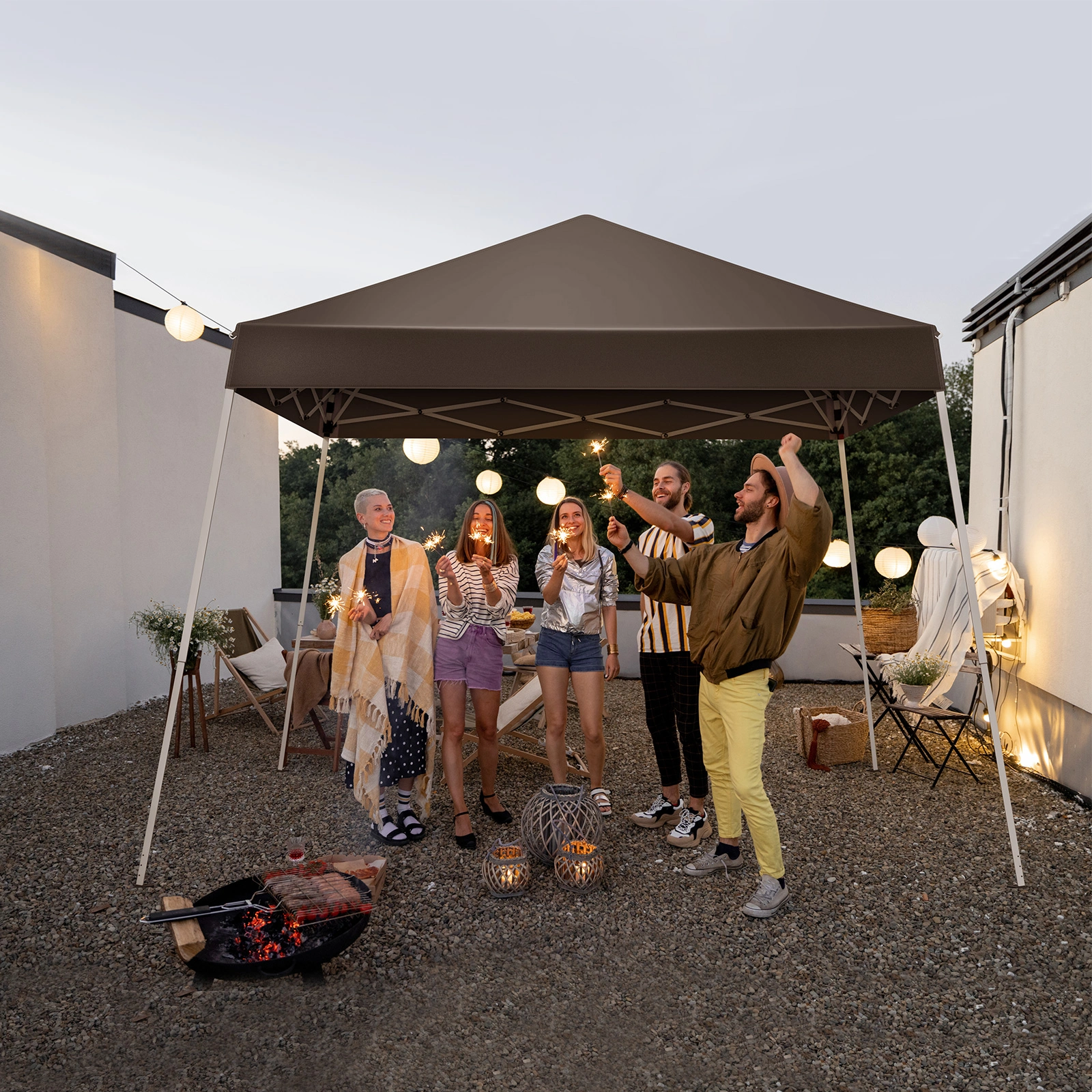 8x8ft Outdoor Canopy Pop-Up Tent, Portable Gazebo Shelter with Waterproof Roof for Backyard Patio Events Party view 13