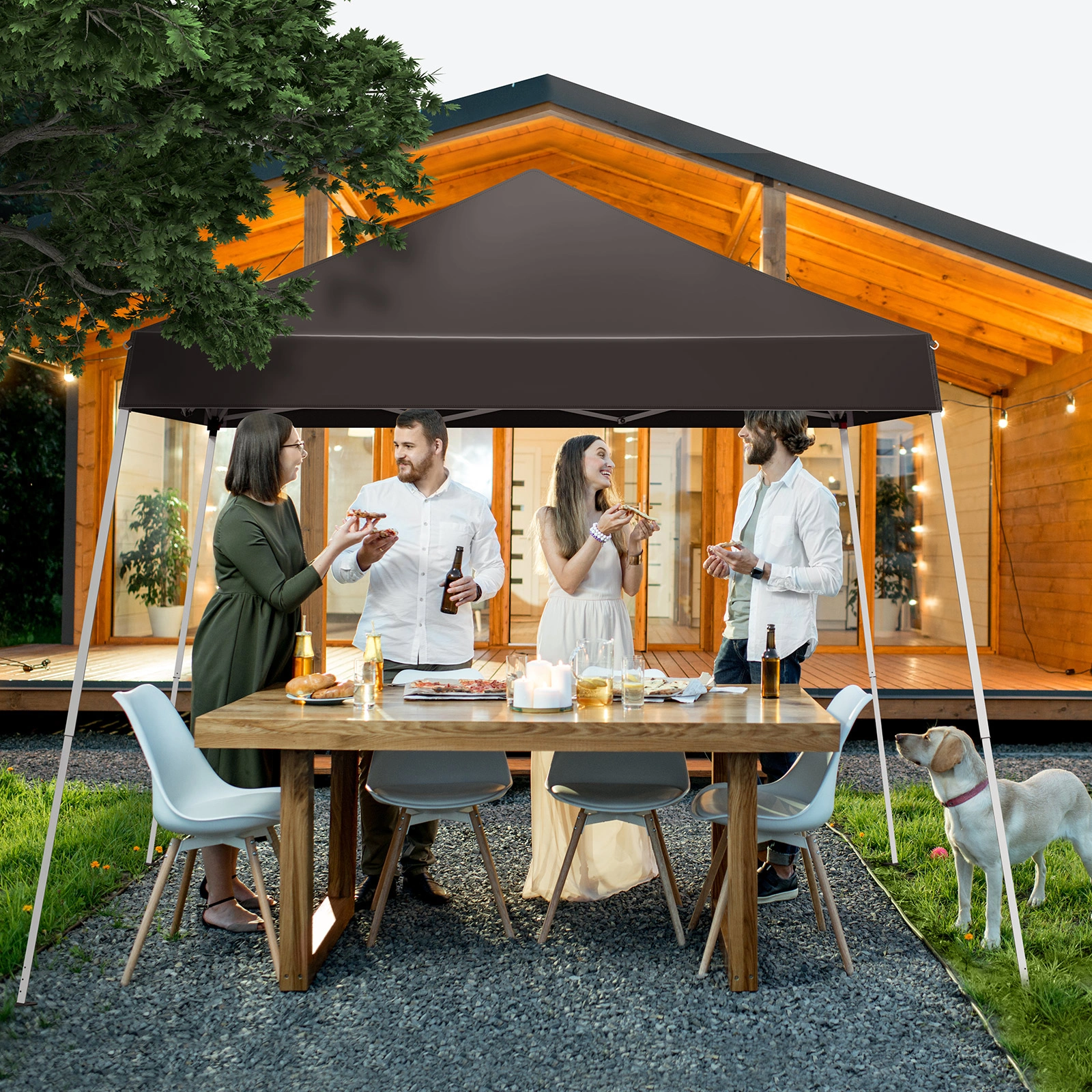 8x8ft Outdoor Canopy Pop-Up Tent, Portable Gazebo Shelter with Waterproof Roof for Backyard Patio Events Party view 18
