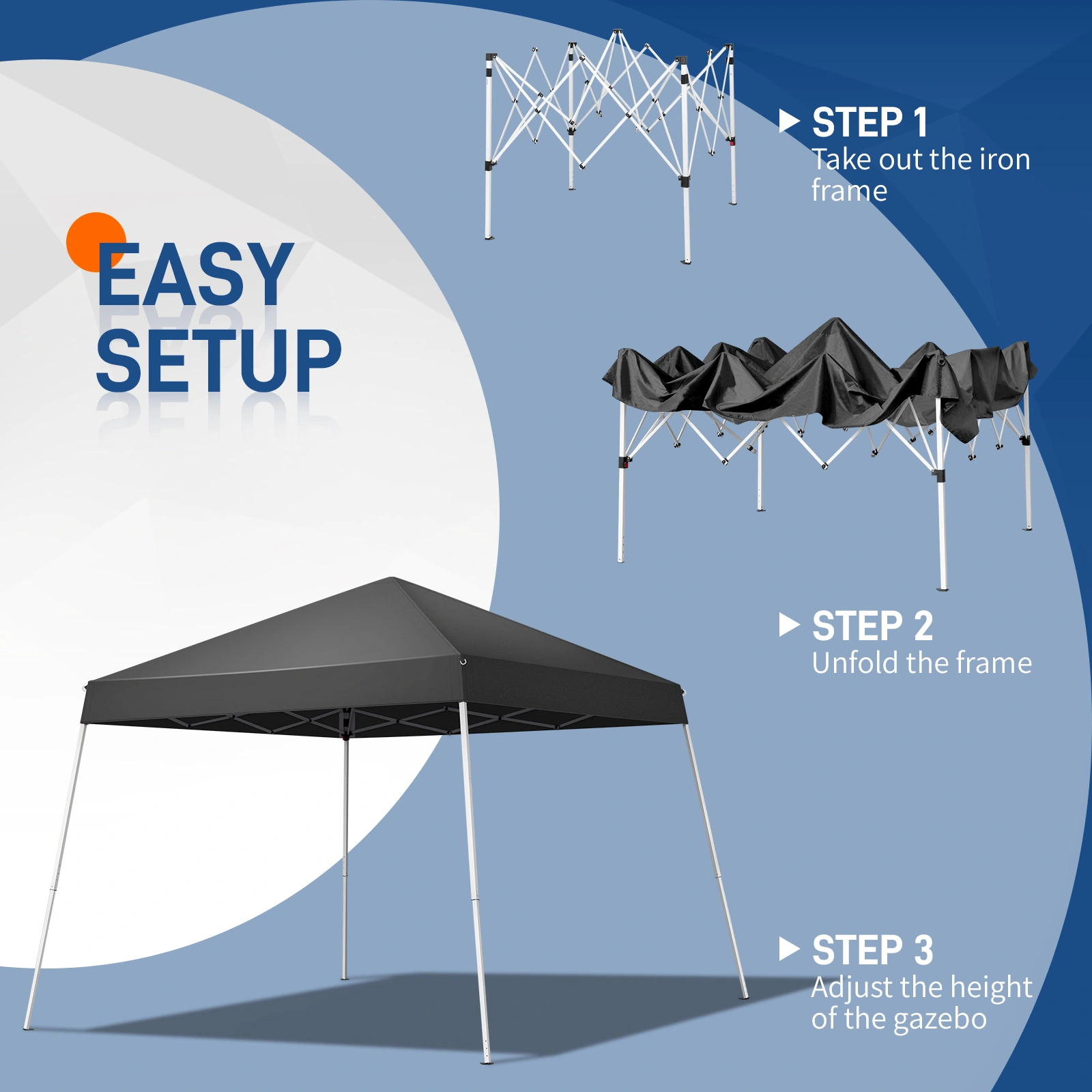 8x8ft Outdoor Canopy Pop-Up Tent, Portable Gazebo Shelter with Waterproof Roof for Backyard Patio Events Party view 4