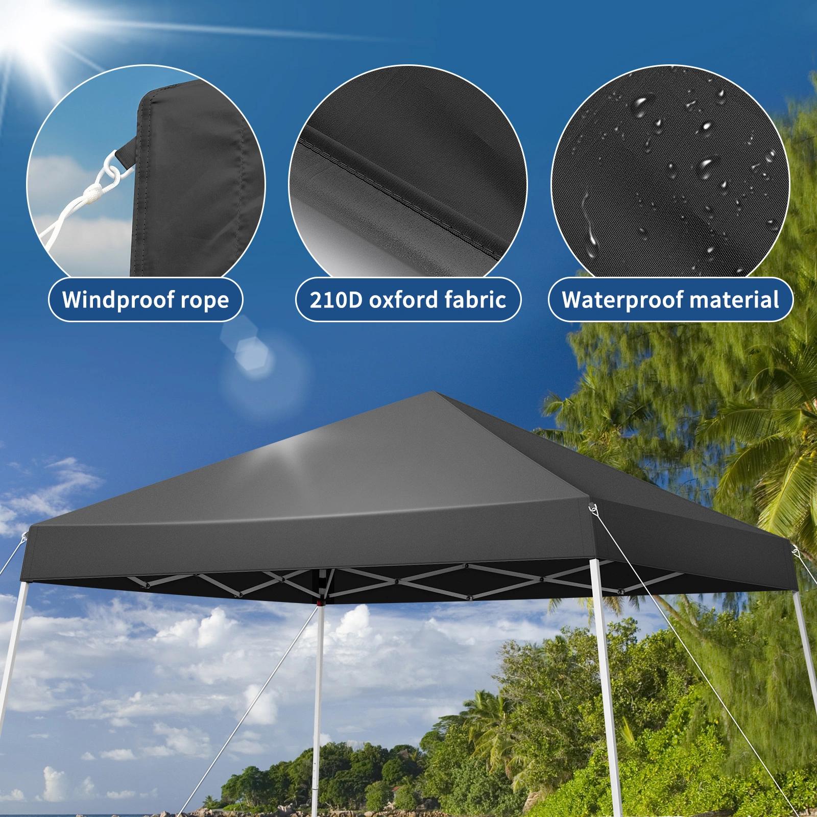 8x8ft Outdoor Canopy Pop-Up Tent, Portable Gazebo Shelter with Waterproof Roof for Backyard Patio Events Party view 6