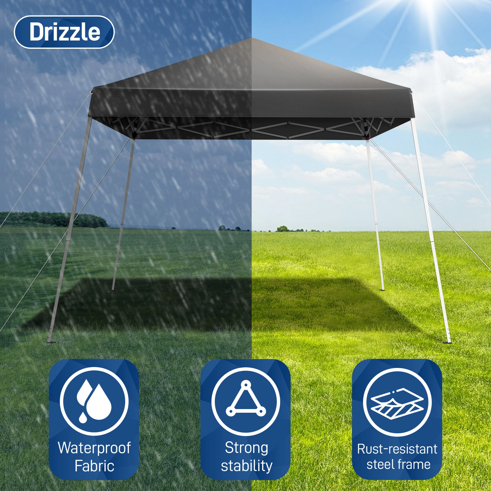 8x8ft Outdoor Canopy Pop-Up Tent, Portable Gazebo Shelter with Waterproof Roof for Backyard Patio Events Party view 8