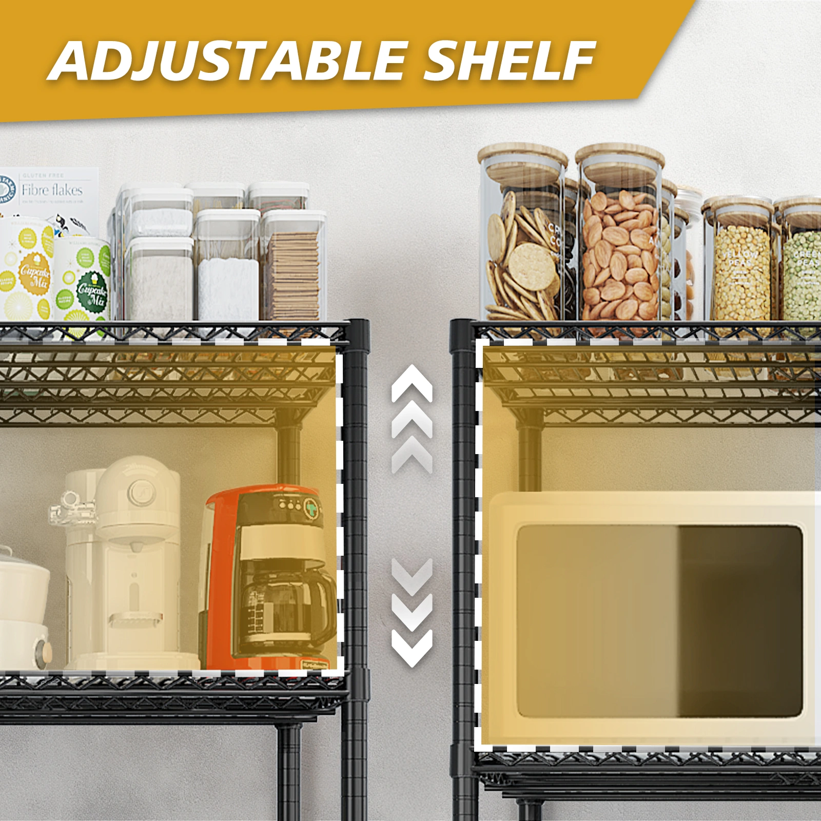 Heavy Duty Wire Shelving Unit 74.02"H X 59.06"W X 17.72"D, 3125LBS NSF Metal Storage Shelves with Wheels, Adjustable Garage Pantry Commercial Rack view 11