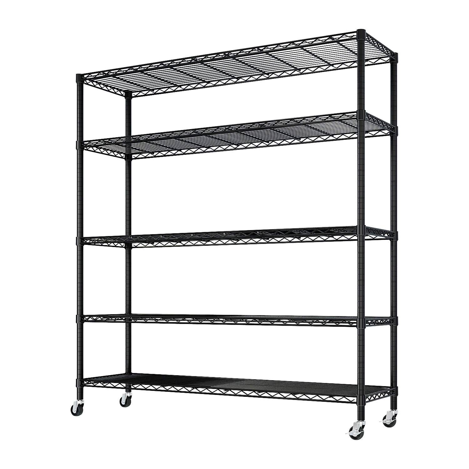 Heavy Duty Wire Shelving Unit 74.02"H X 59.06"W X 17.72"D, 3125LBS NSF Metal Storage Shelves with Wheels, Adjustable Garage Pantry Commercial Rack view 3