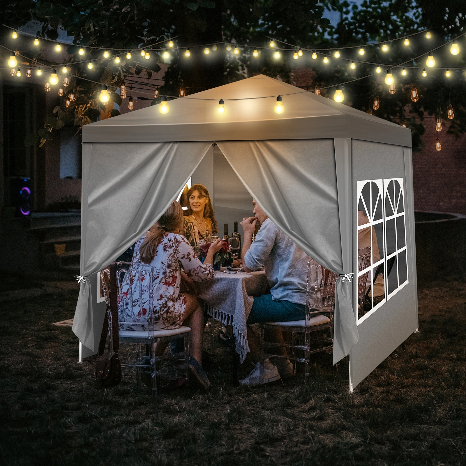 5x6.5FT Portable Party Tent Canopy with Four Sides Zip Enclosure for Outdoor Events view 16
