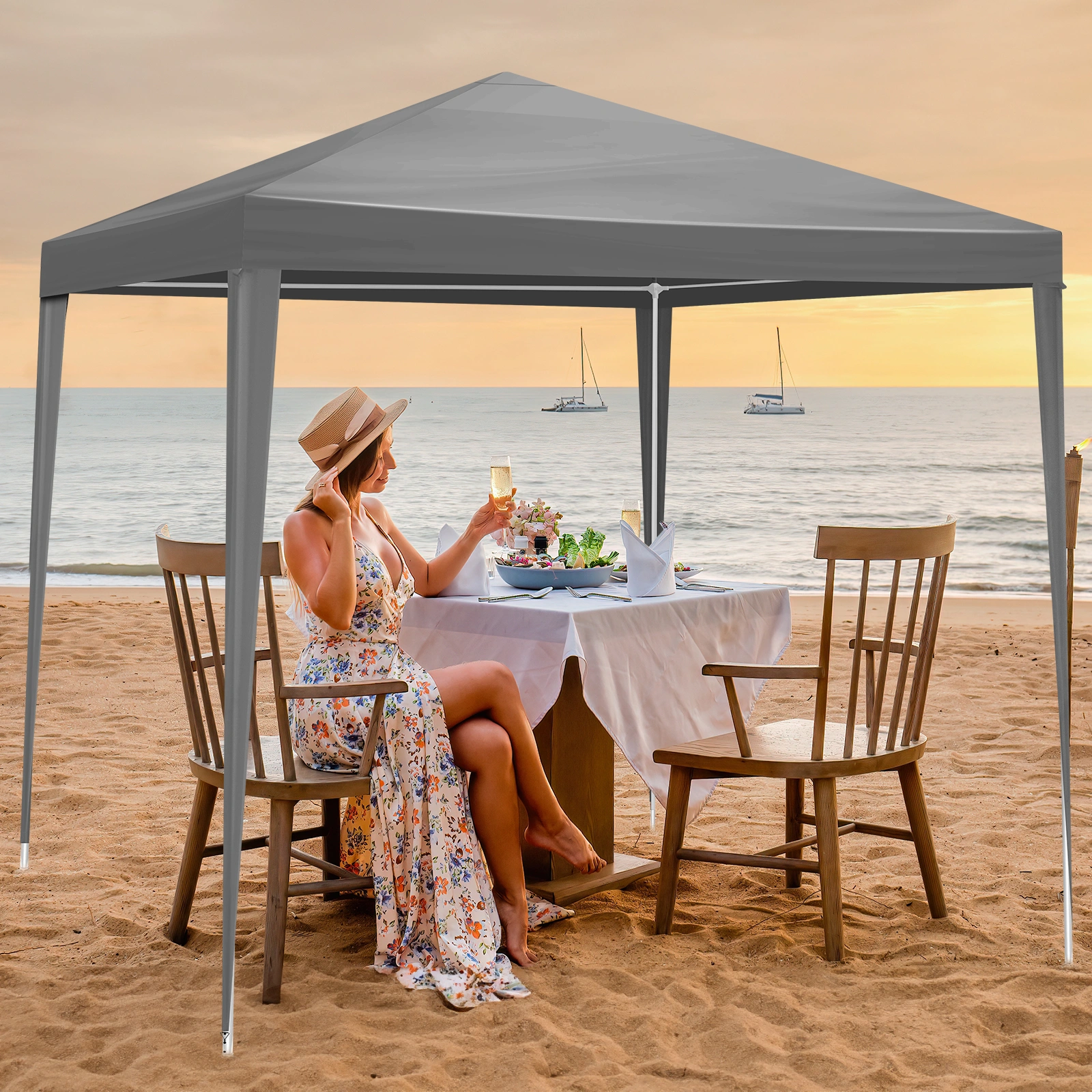 5x6.5FT Portable Party Tent Canopy with Four Sides Zip Enclosure for Outdoor Events view 17