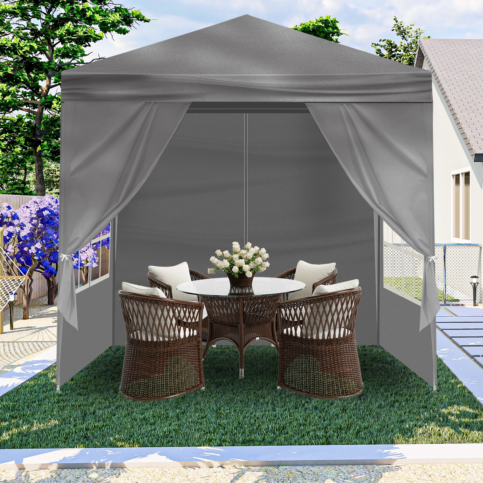5x6.5FT Portable Party Tent Canopy with Four Sides Zip Enclosure for Outdoor Events view 22