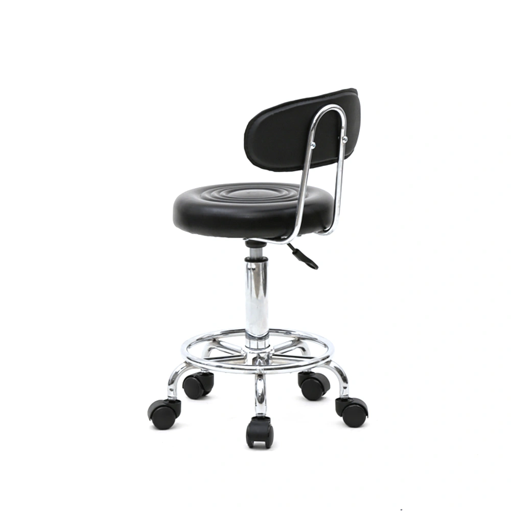Round Shape Adjustable Salon Stool with Back and Line Black view 21
