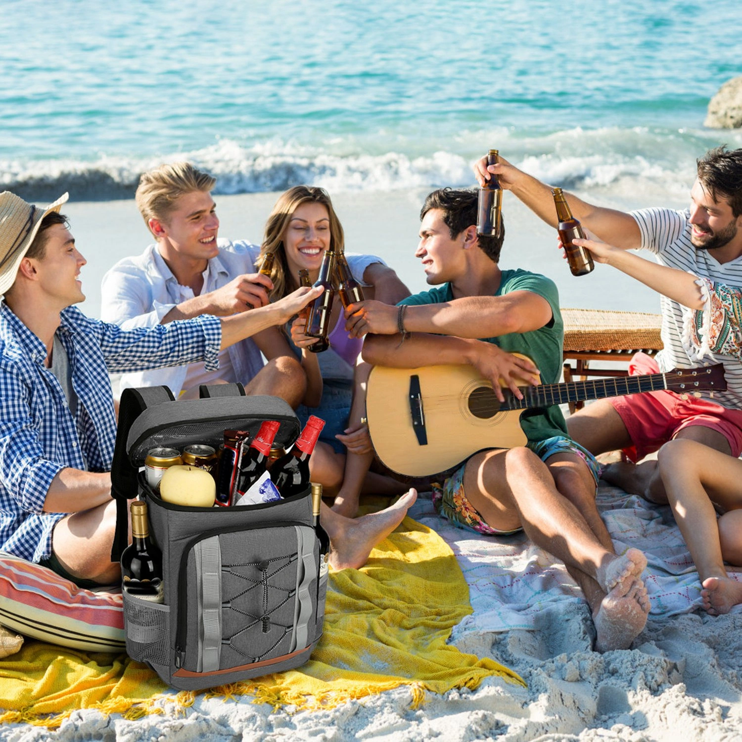 Cooler Backpack 36 Can Leakproof Insulated Cooler Backpack with 25L/6.6Gal for Picnic Camping Beach Hiking Fishing Travel
