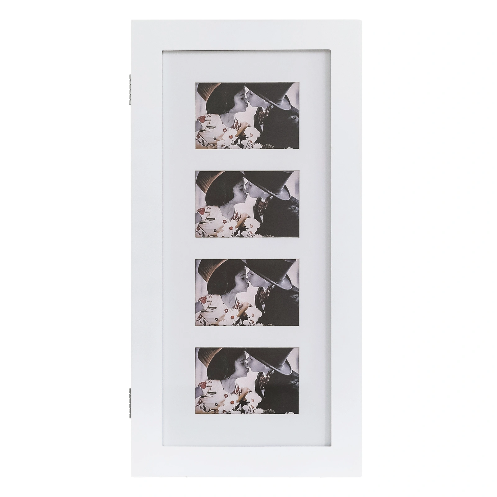 White PVC Wood Grain Jewelry Storage Cabinet with Mirror Damp-Proof