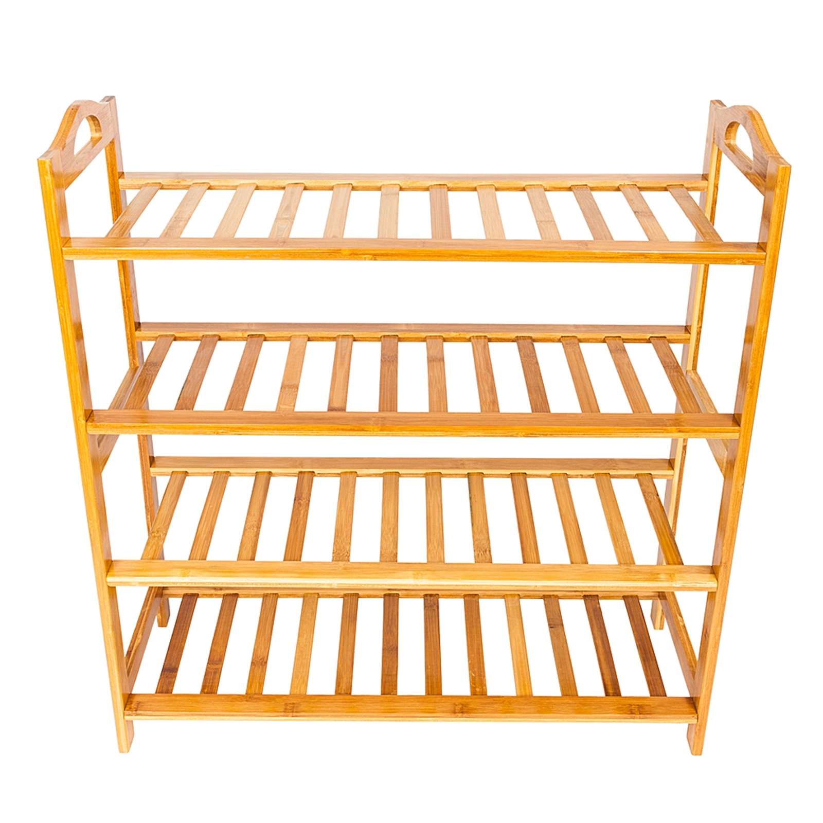 12-Pair 4-Tier Bamboo Shoe Rack, Wooden Color Entryway Shoe Organizer Shelf for Hallway Closet Bedroom view 3