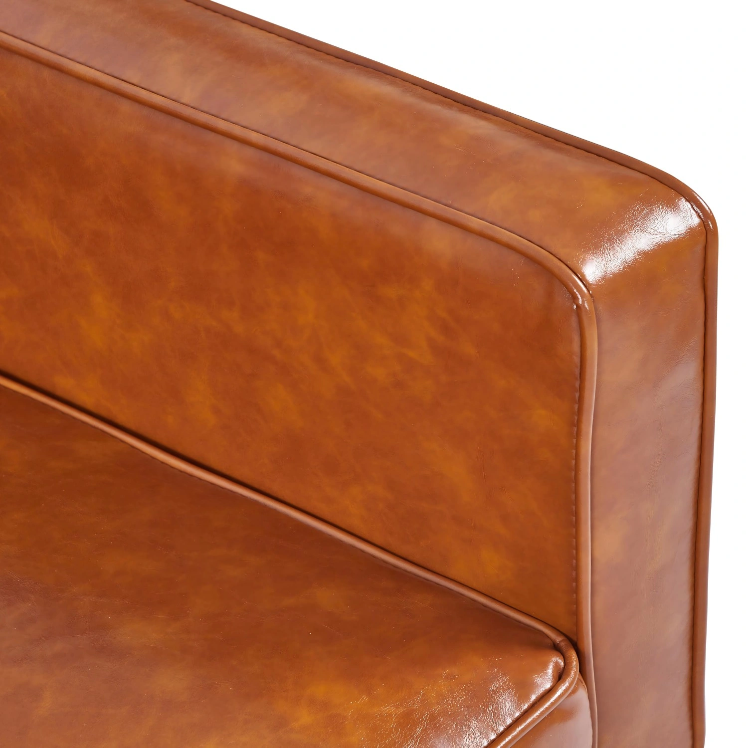 Modern PU Leather Futon Sofa with Tufted Backrest, Adjustable Reclining Couch, Mid-Century Style with Wood & Metal Legs view 15