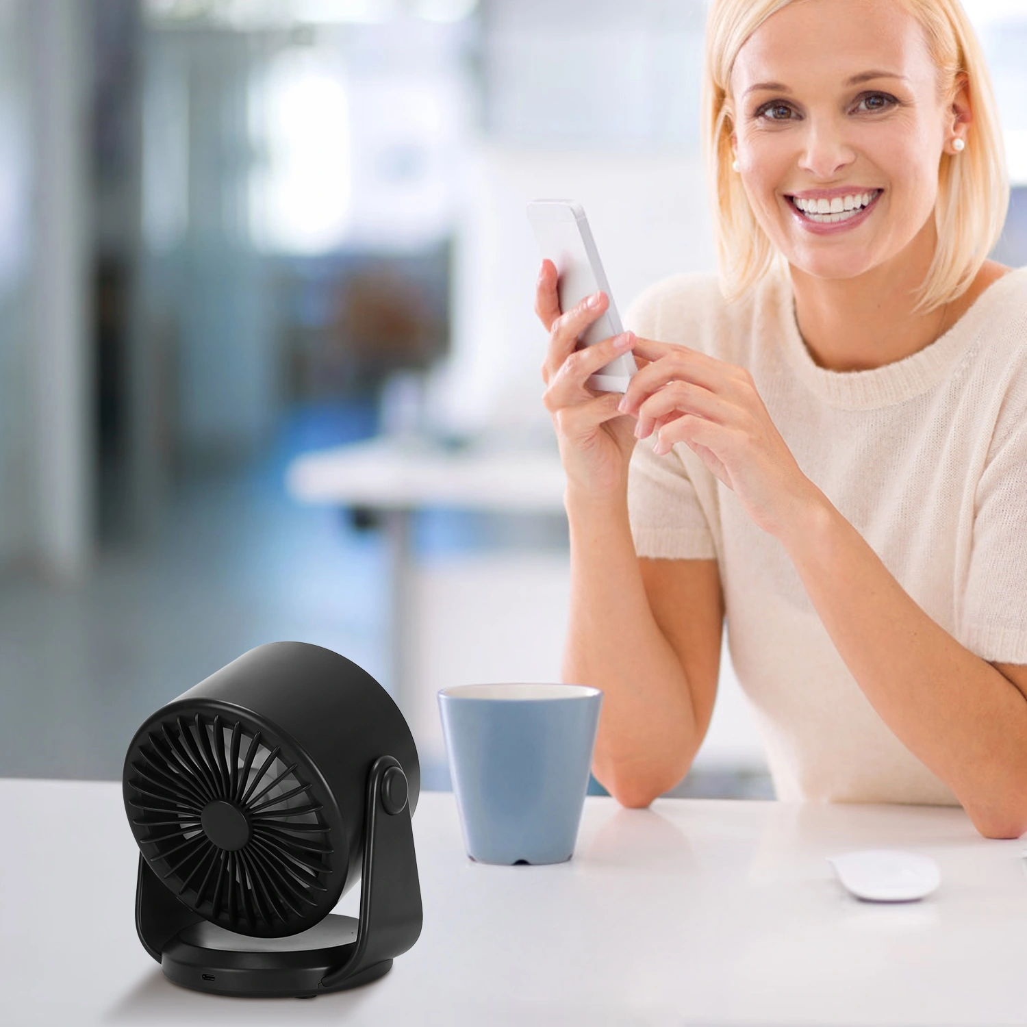 Rechargeable USB Desk Fan 4000mAh, 100 Speed Settings with LCD Display, 120° Adjustable Tilt, Portable Cooling Fan, Desktop & Wall Mount view 12