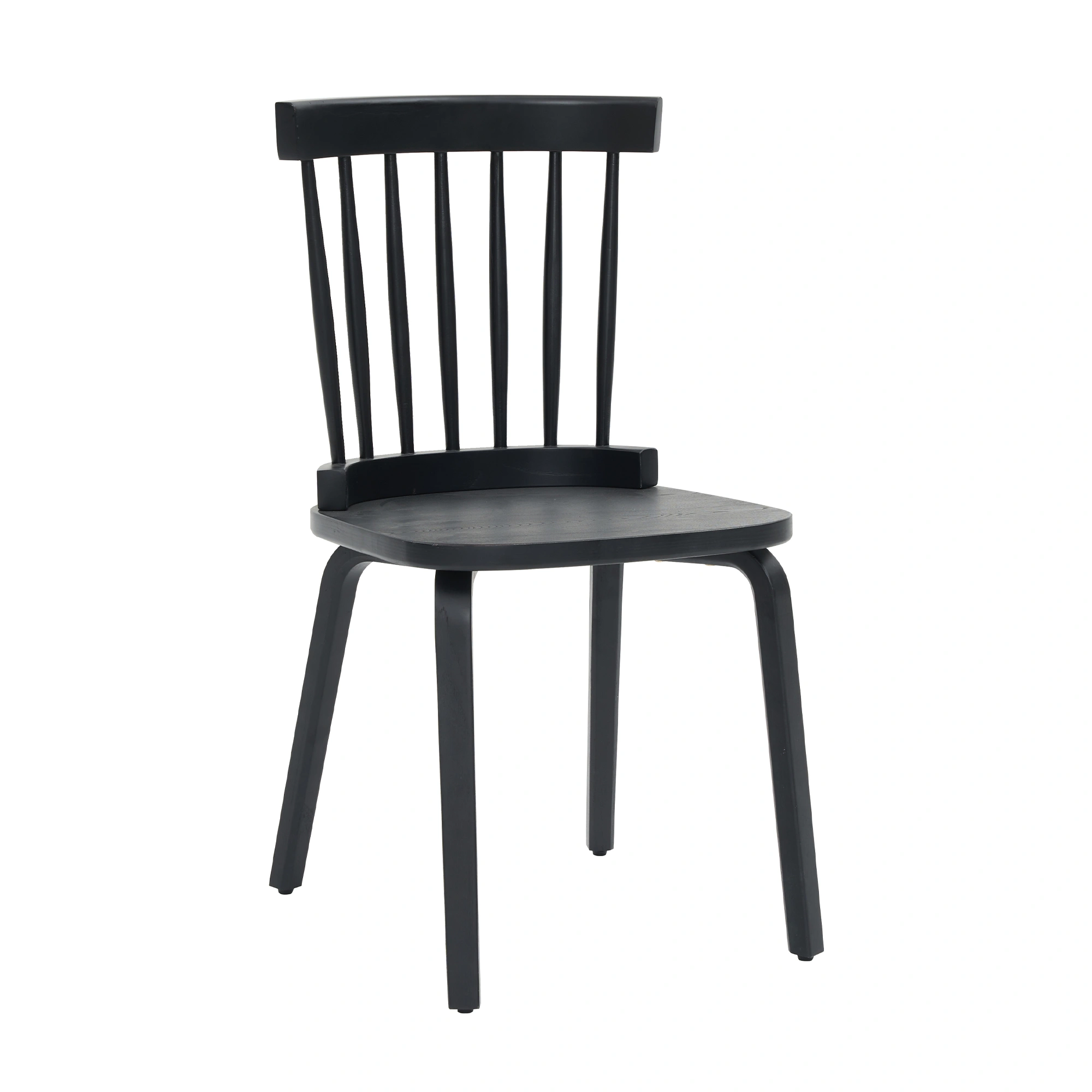 Set of 2 Black Windsor Dining Chairs, Wooden Farmhouse Spindle Back Wide Seat, Mid-Century Modern French Country Style view 3