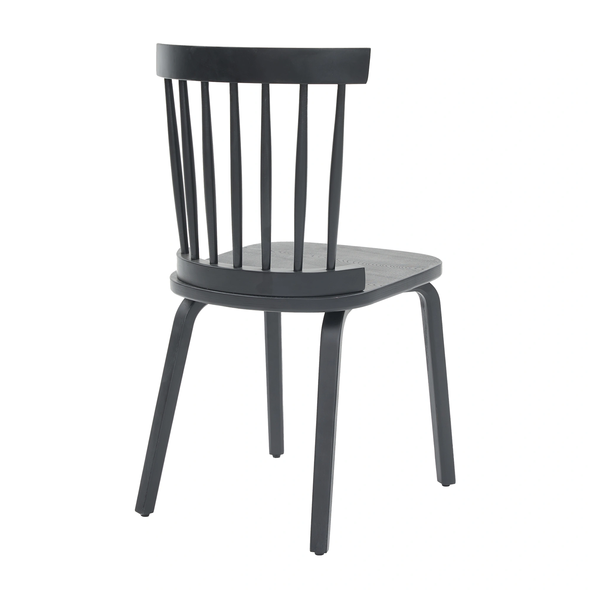 Set of 2 Black Windsor Dining Chairs, Wooden Farmhouse Spindle Back Wide Seat, Mid-Century Modern French Country Style view 6
