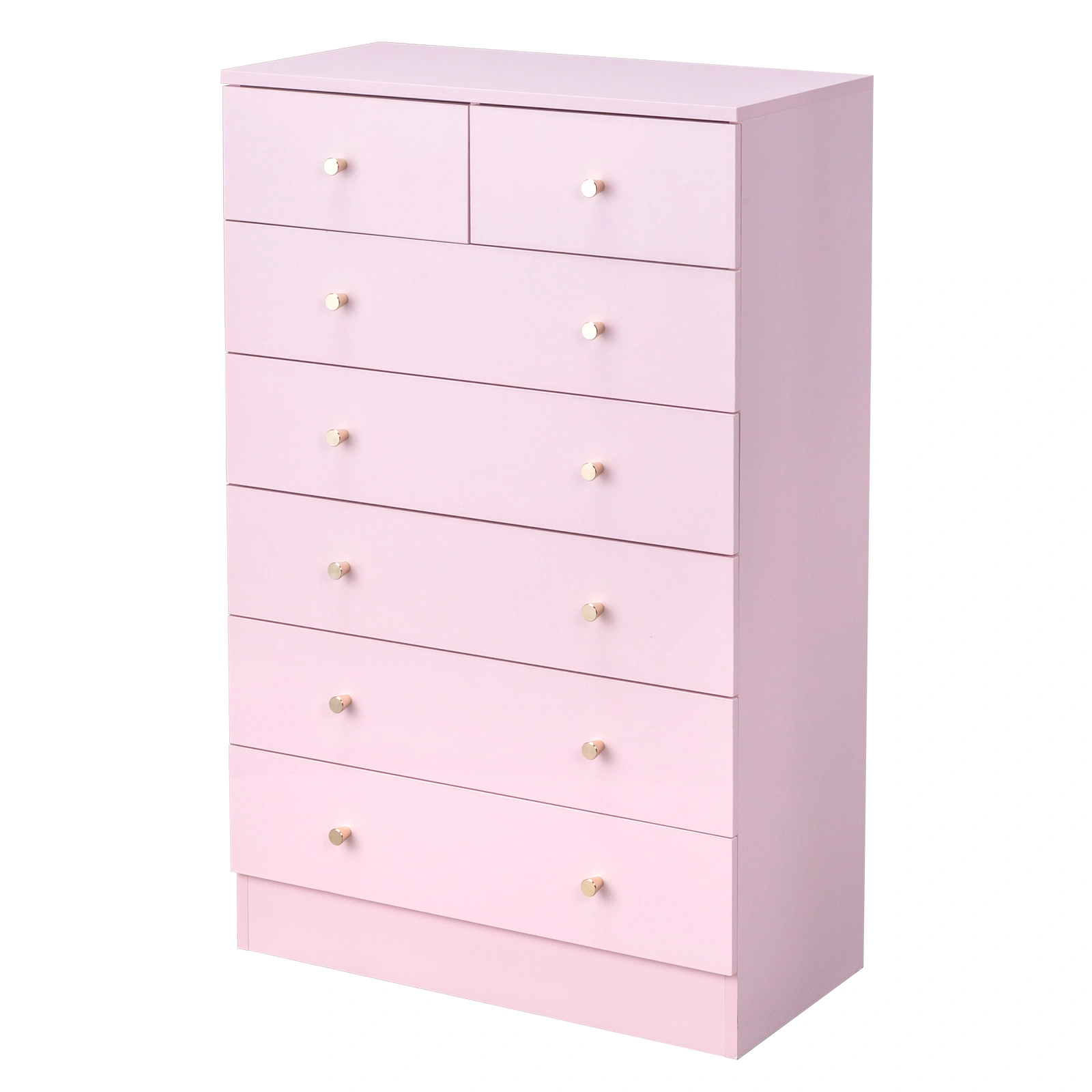 Modern 7-Drawer Dresser, Pink Simple Bedroom Chest of Drawers with Smooth Glide view 4