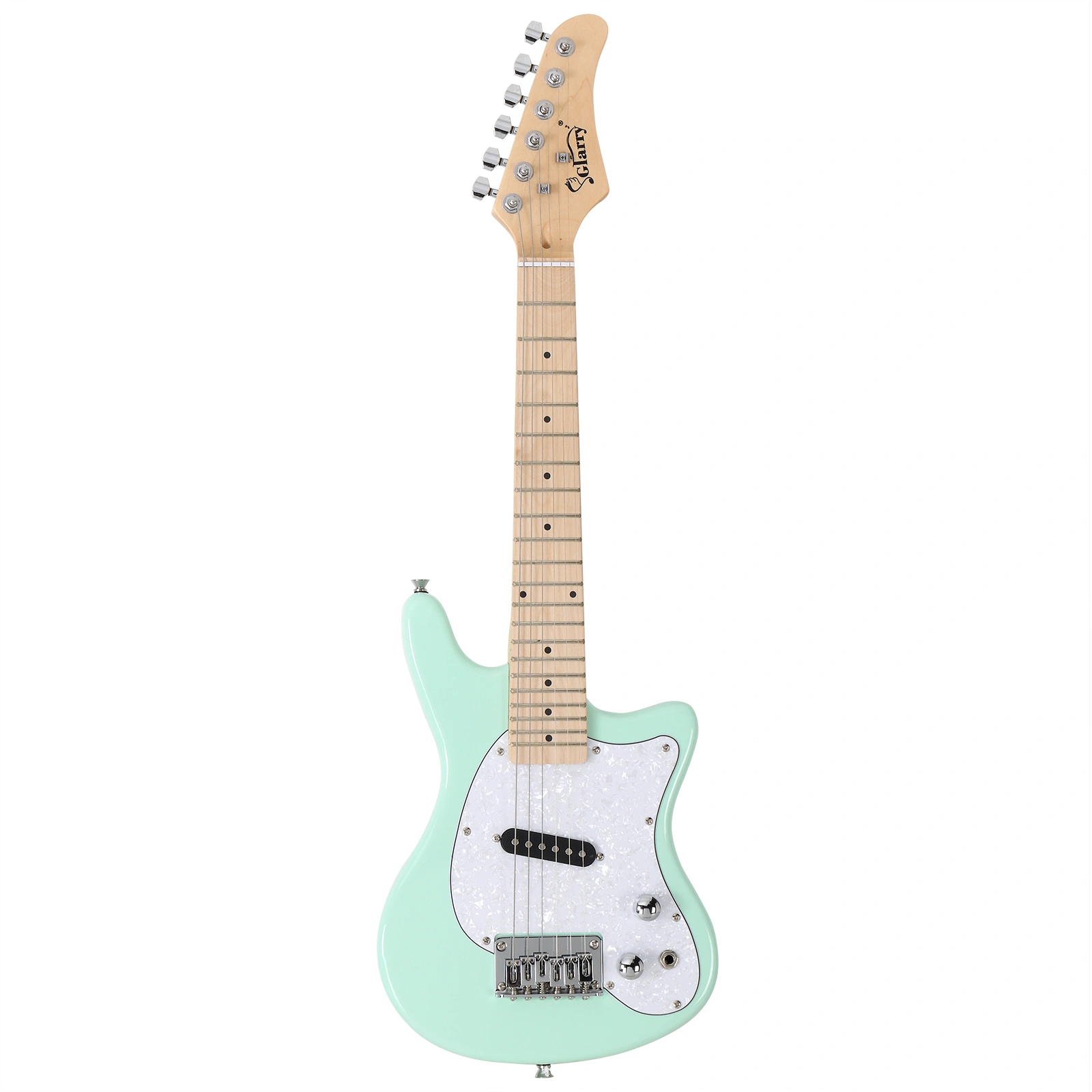 30in Maple Fingerboard Mini Electric Guitar Kit with 5W Amplifier Bag String Shoulder Strap Plectrum Cord Wrench Tool Light Green view 9
