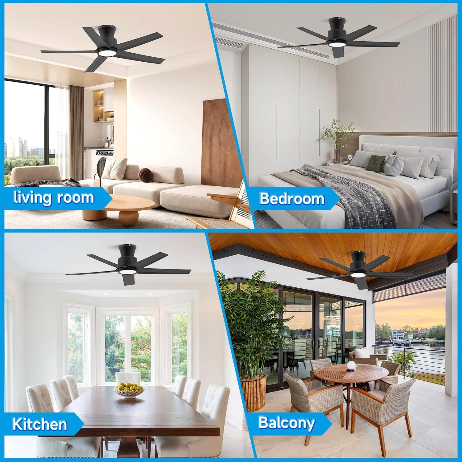 44 Inch Ceiling Fan with Lights, Large Air Volume, Reversible Quiet DC Motor, Remote Control, 5D-W5, 5X-W5 view 9